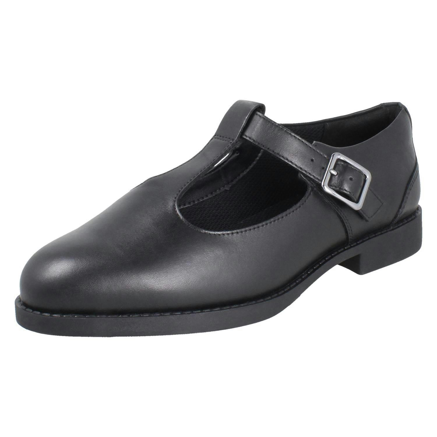 Clarks Girls Black Classic T-Bar School Shoes Tapa Hope - Leather - Uk 5.5 Child - F