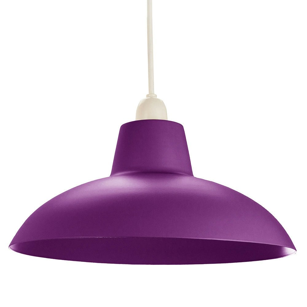 Rackhams Purple/Light Industrial Retro Designed Matt Curved Metal Ceiling Pendant Shade