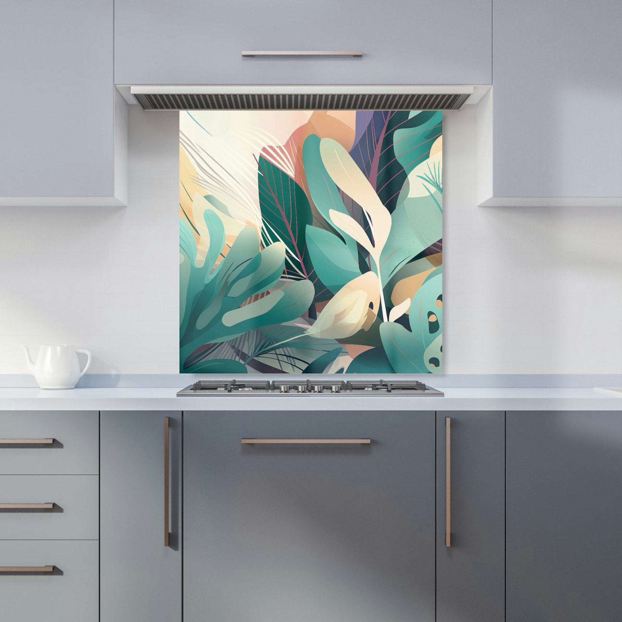 Warren Reed - Designer Abstract Tropical Leaves Kitchen Splashback - W600mm X H600mm
