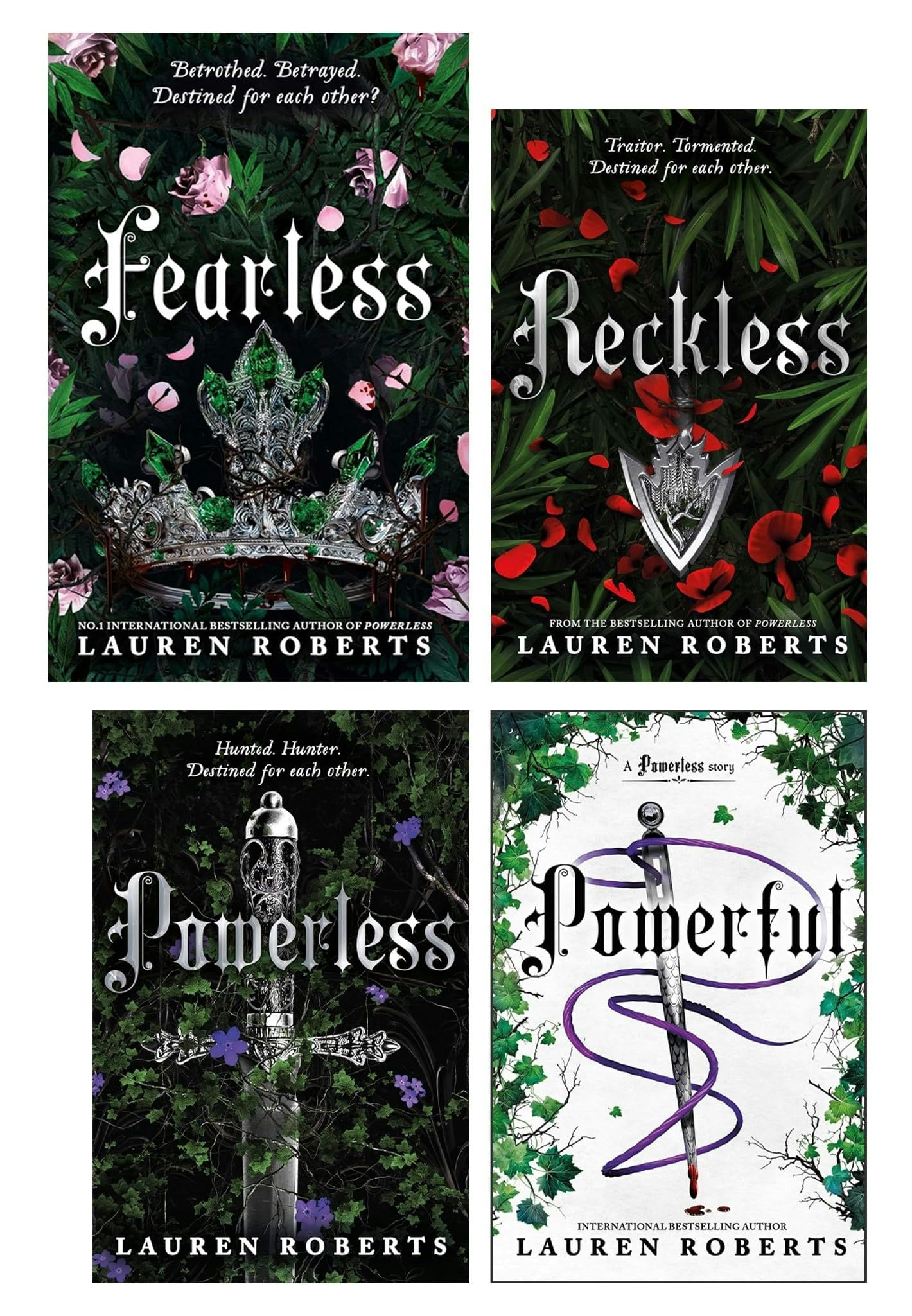 Simon & Schuster Ltd Gray The Powerless Trilogy By Lauren Roberts 4 Books Collection Set (Fearless [Hardback], Powerless, Powerful And Reckless)