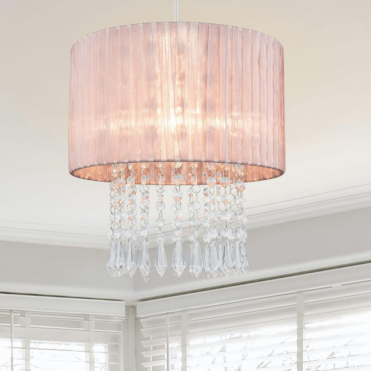 Rackhams Pink Winni Beaded Voile Easyfit Lamp Shade
