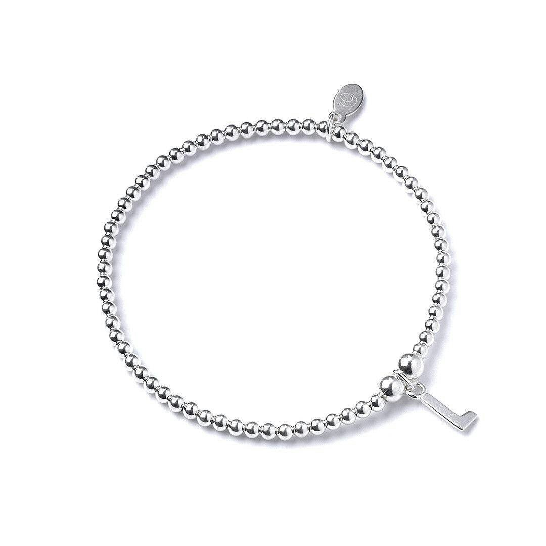 Mylee London Silver Letter Initial Sterling Ball Bead Bracelet - Yes - L