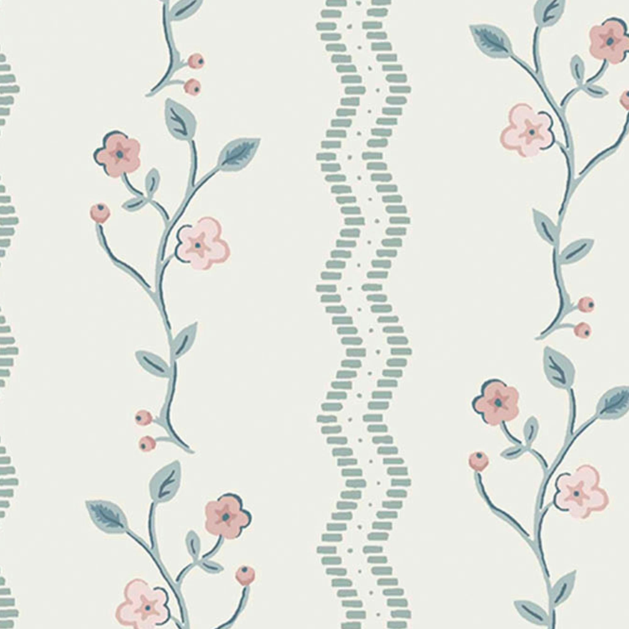 Laura Ashley Dark/Blue Blencow Stripe Wallpaper - Duck Egg - 10M