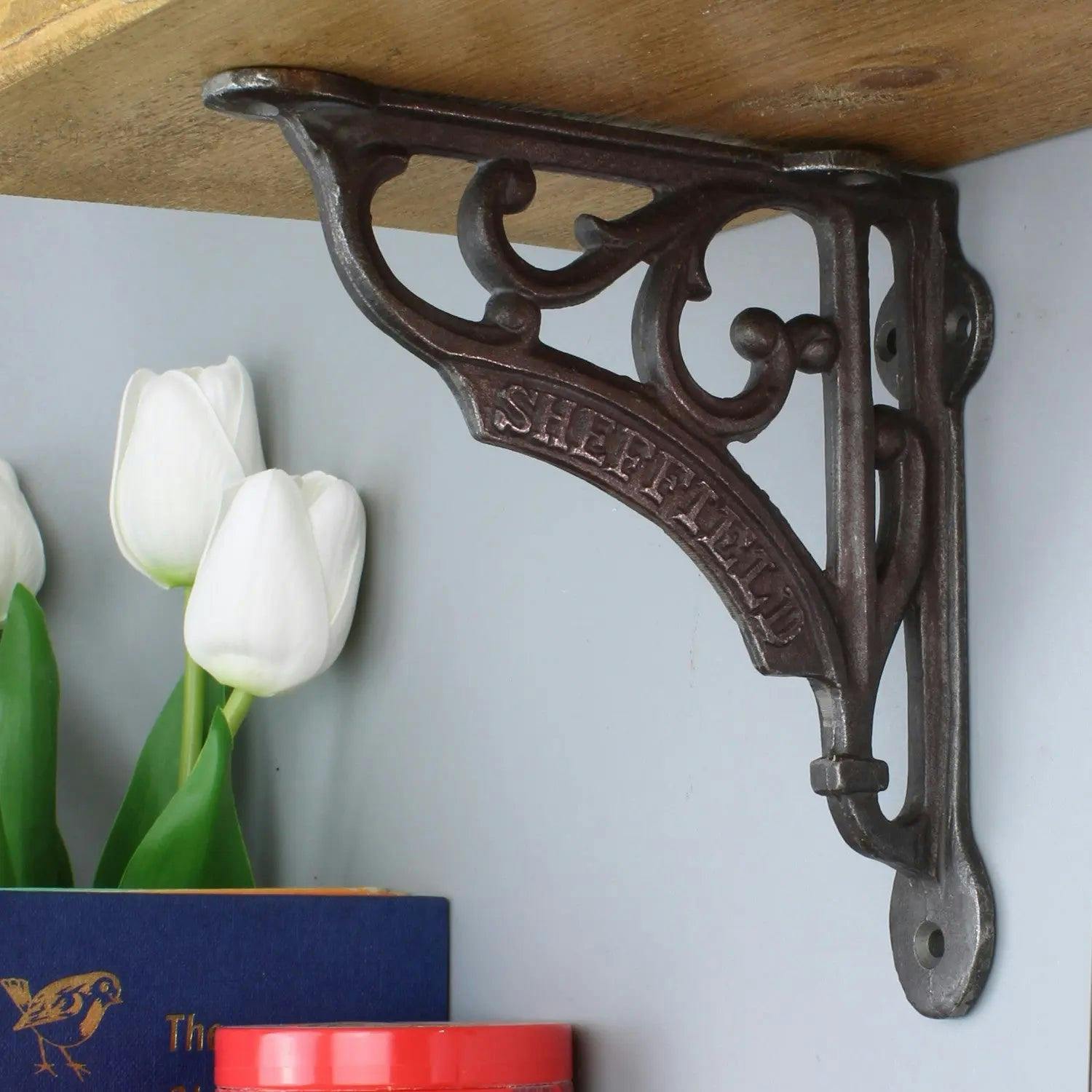 Rackhams Pair Of Antique Cast Iron Sheffield Shelf Brackets - 150Mm X 150Mm
