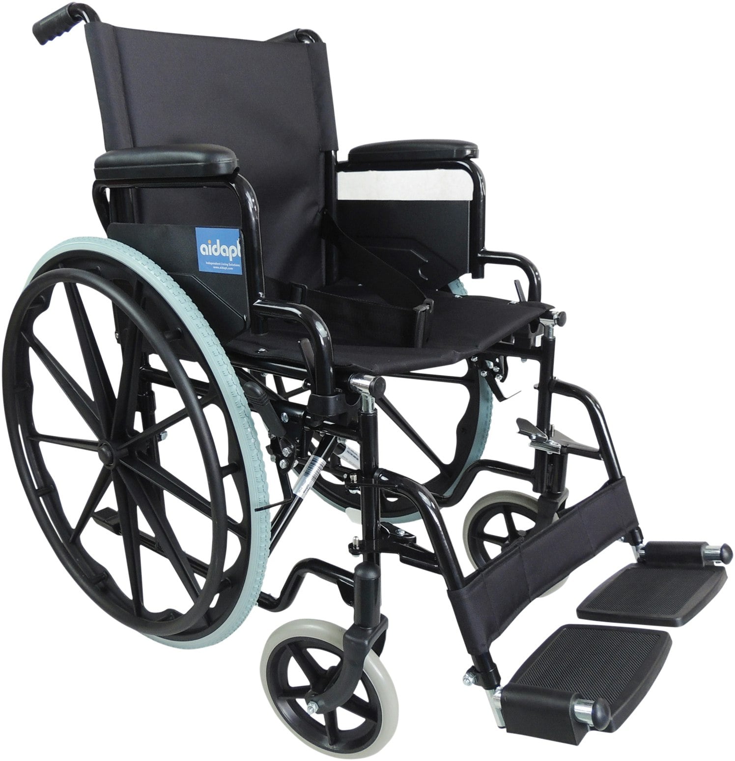 Aidapt Self Propelled Steel Transit Wheelchair - Black - 18" Seat Width - Image 4