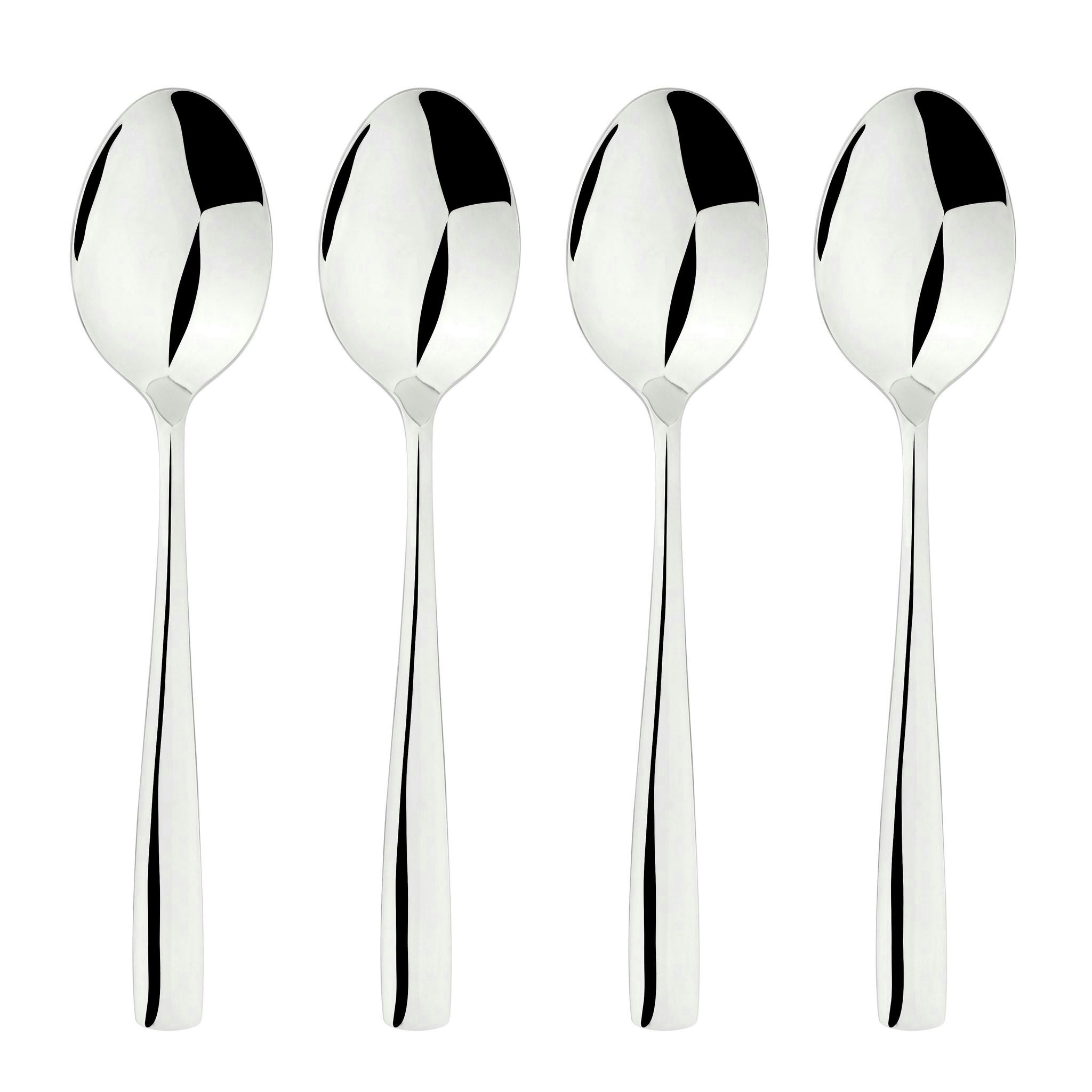Glim & Glam Silver Cutlery 18/8 Stainless Steel Spoon 4Pc Set Simplicity - Stainless Steel - Dinner Spoon