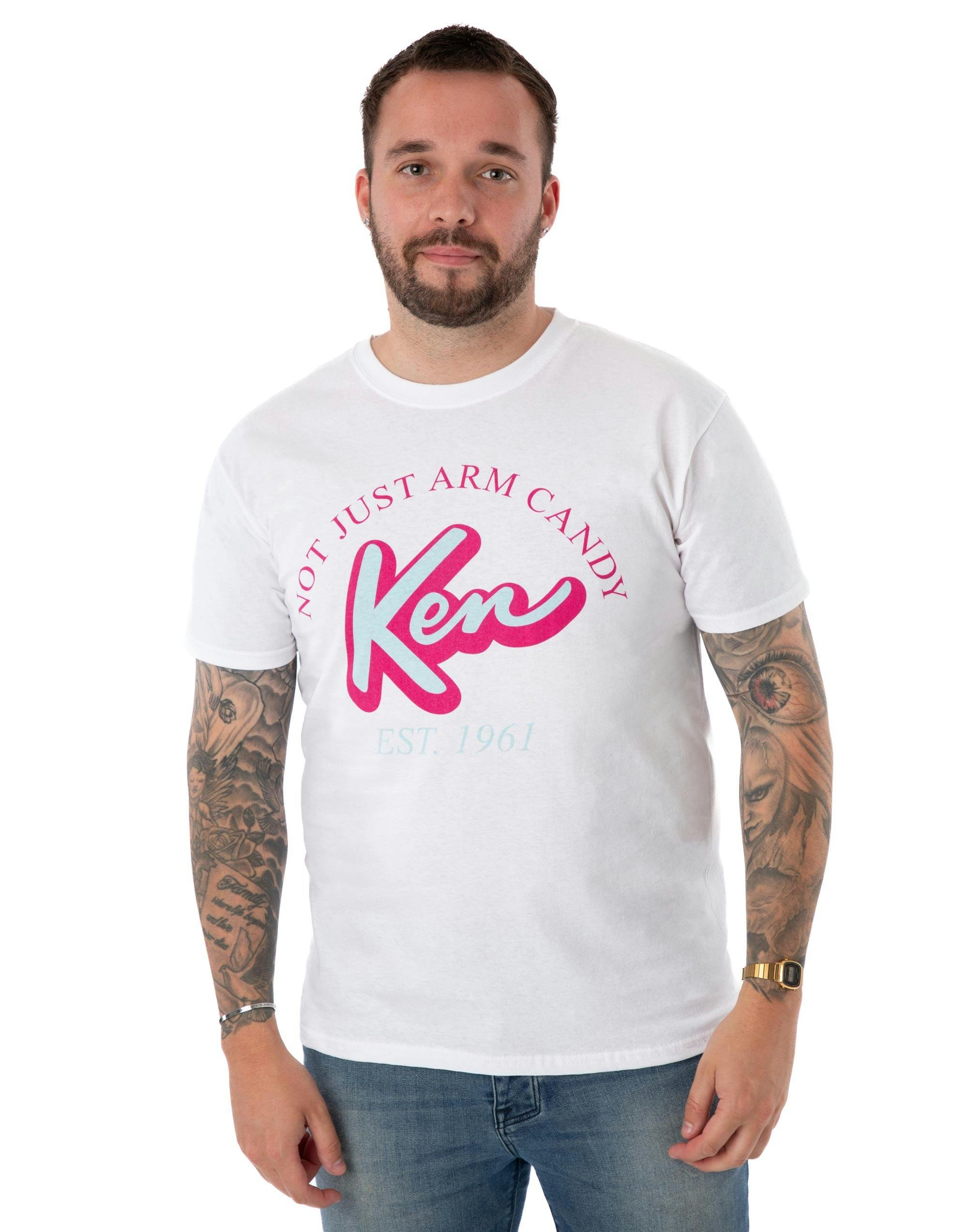 Vanilla Underground Men's White Barbie Ken Arm Candy Classic Short Sleeved T-Shirt - Medium