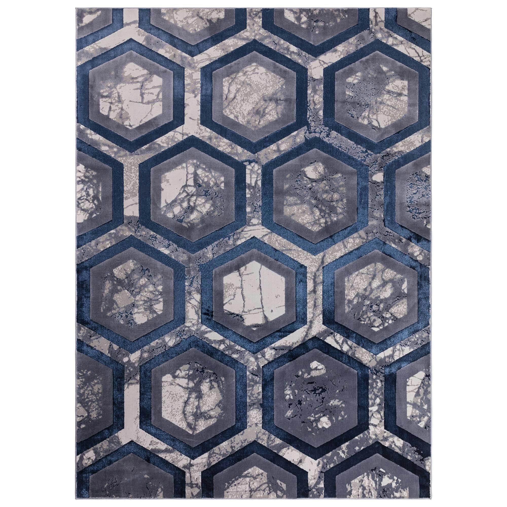 Rackhams White Aurora Au19 Hexagon Rug - 160X230cm