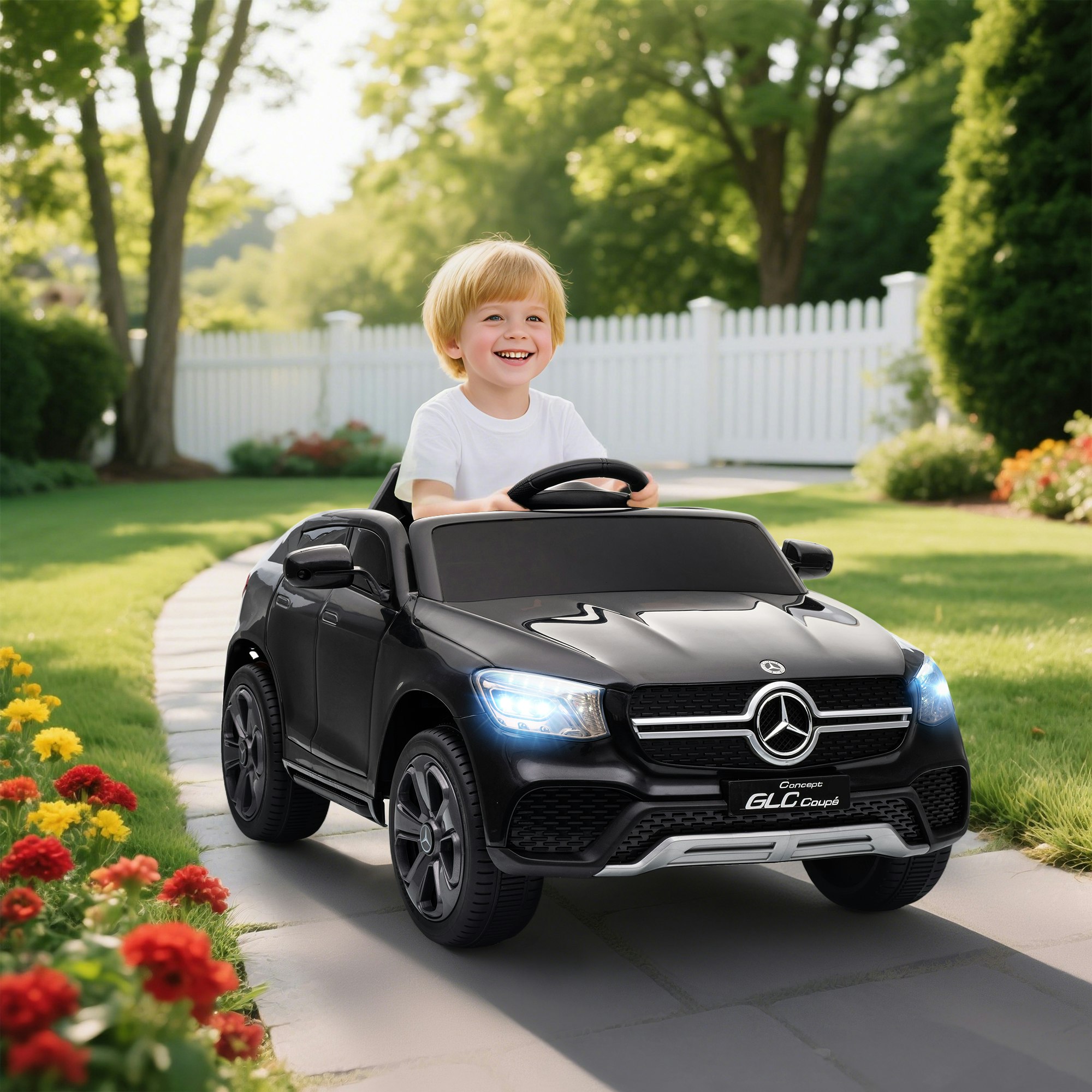 Bobobiy Black Mercedes-Benz Glc Licensed Kids Ride On Car With Remote Control, Soft Start, Mp3, Led Headlights, - Image 3