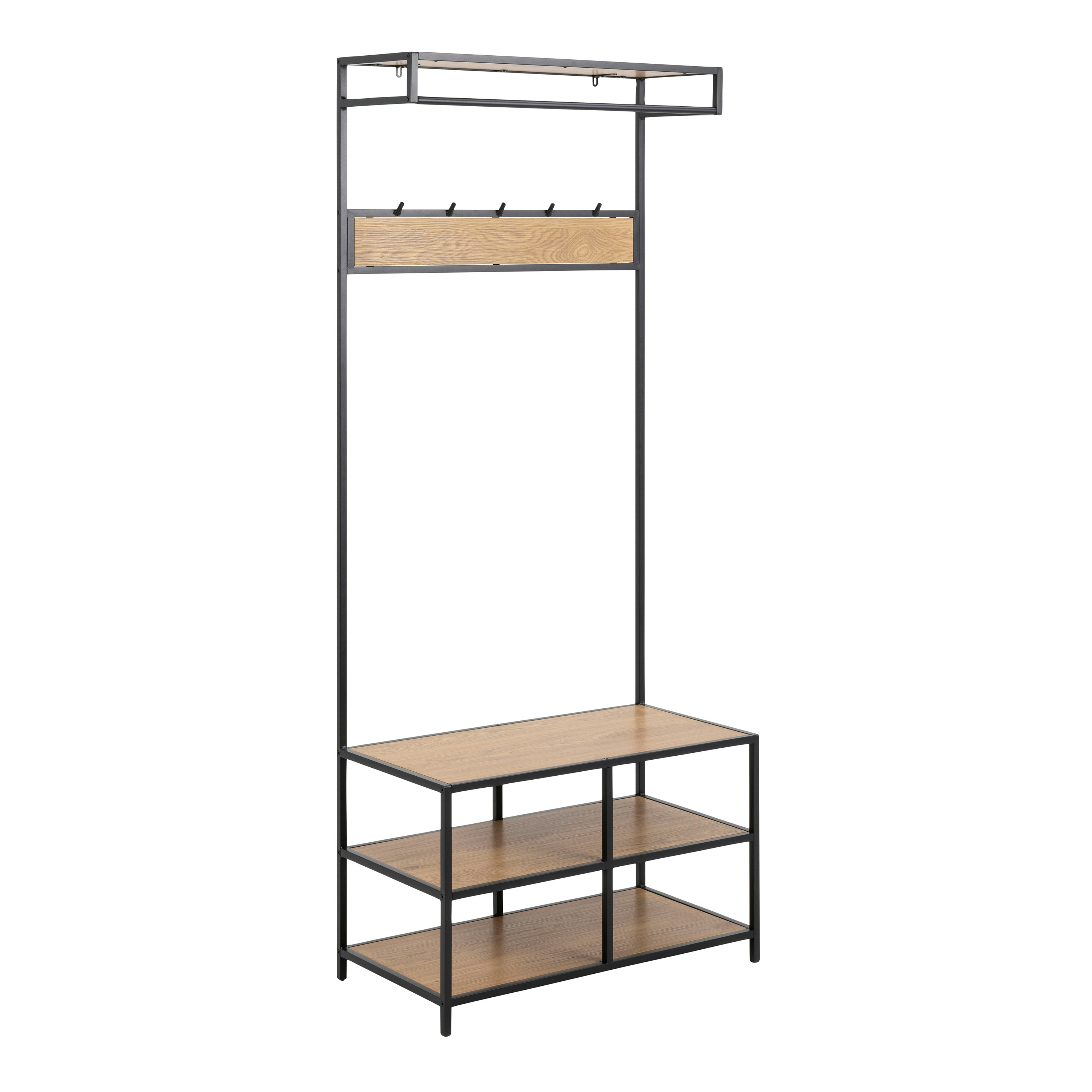 Furniture To Go Black Seaford Clothes Rack With 3 Shelves In And Oak - 1