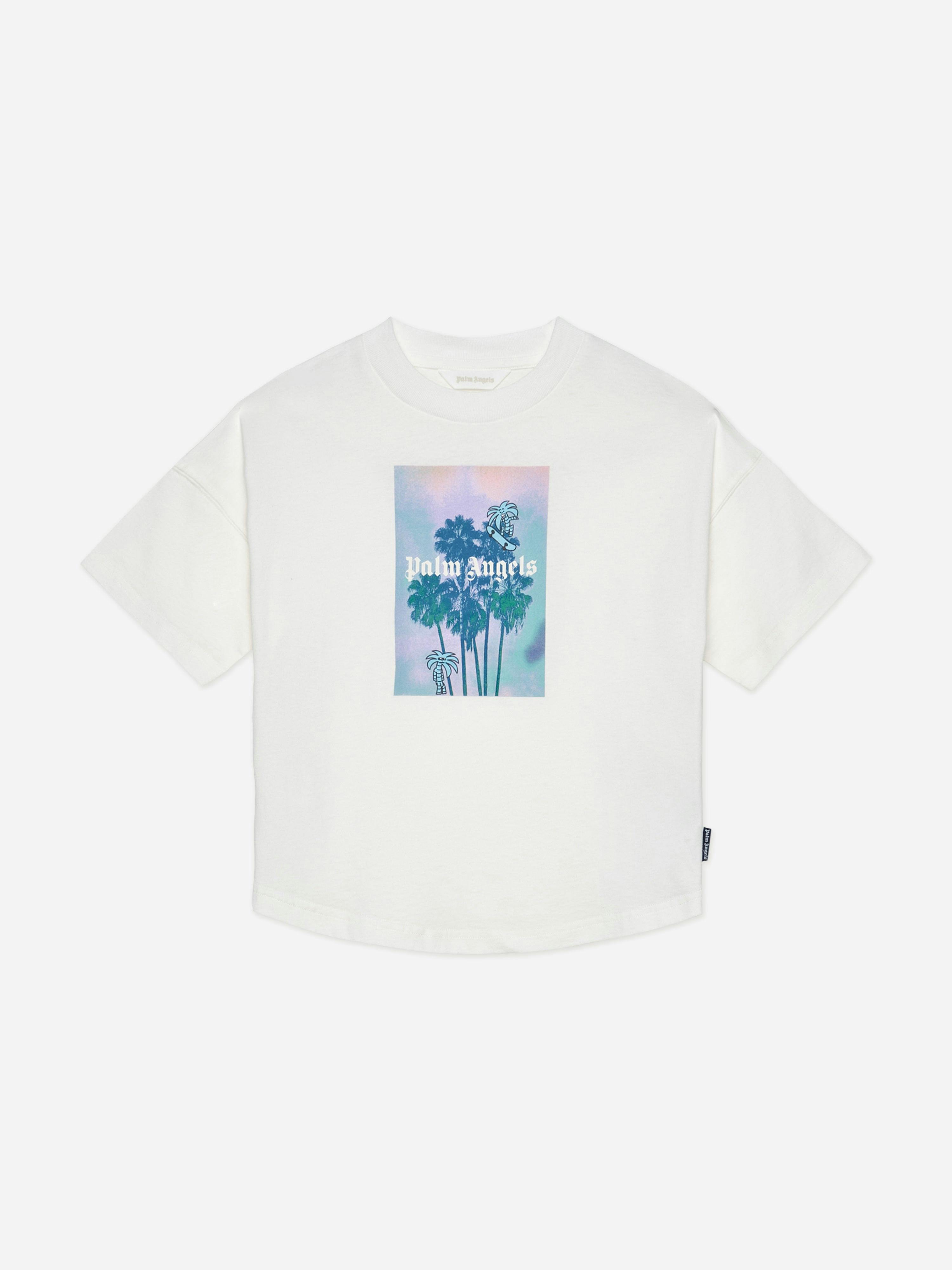 Palm Angels Boys Ivory Palms Landscape Over T-Shirt In - 10 Yrs