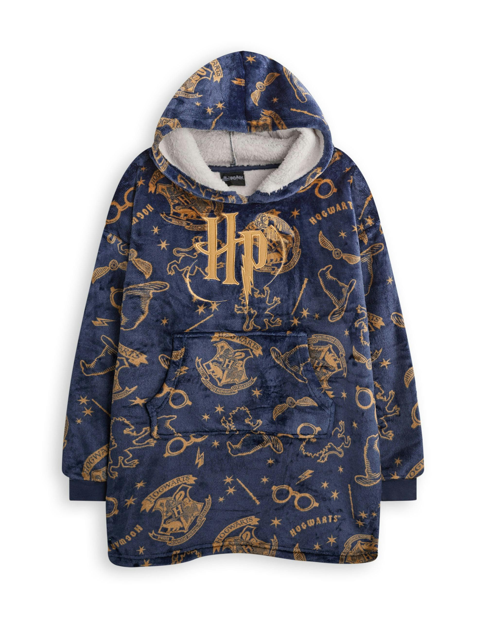 Vanilla Underground Girls Blue Harry Potter Embroided Logo Blanket Hoodie (One Size)