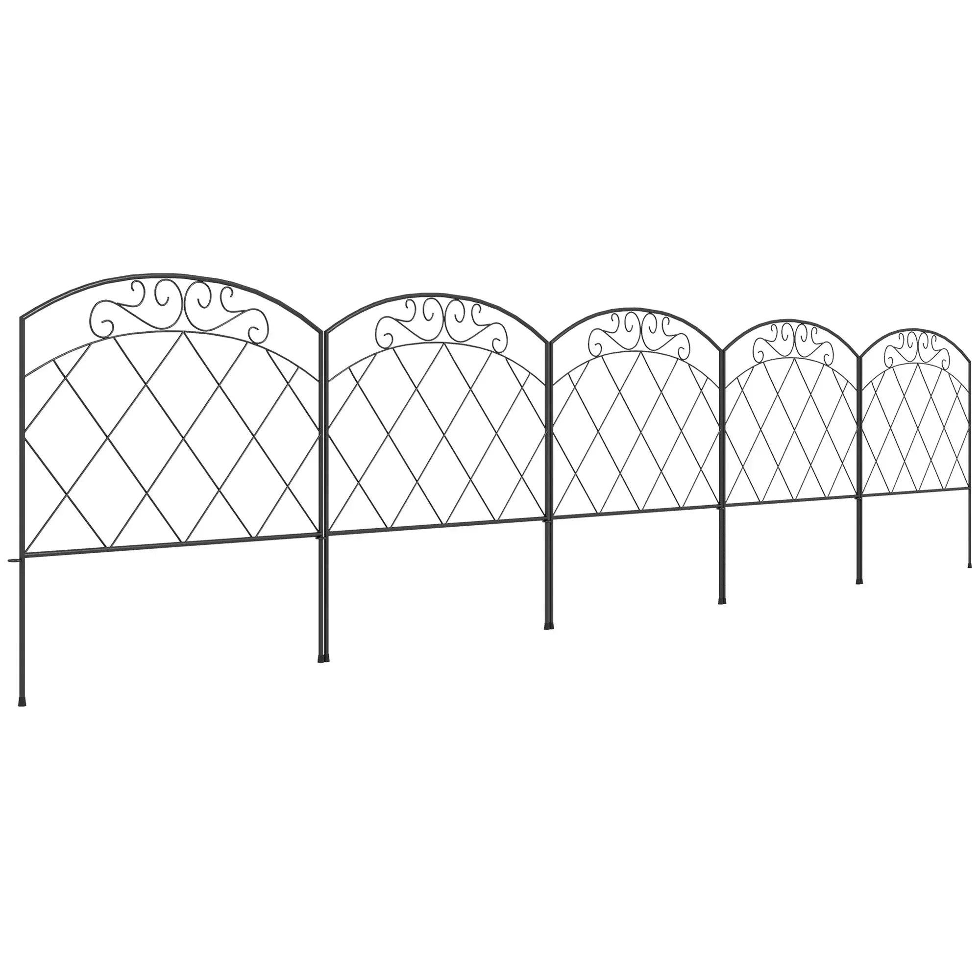 Rackhams Black 61 Cm X 3 M Outdoor Picket Fence Panels With Panels, Swirls, - Image 6