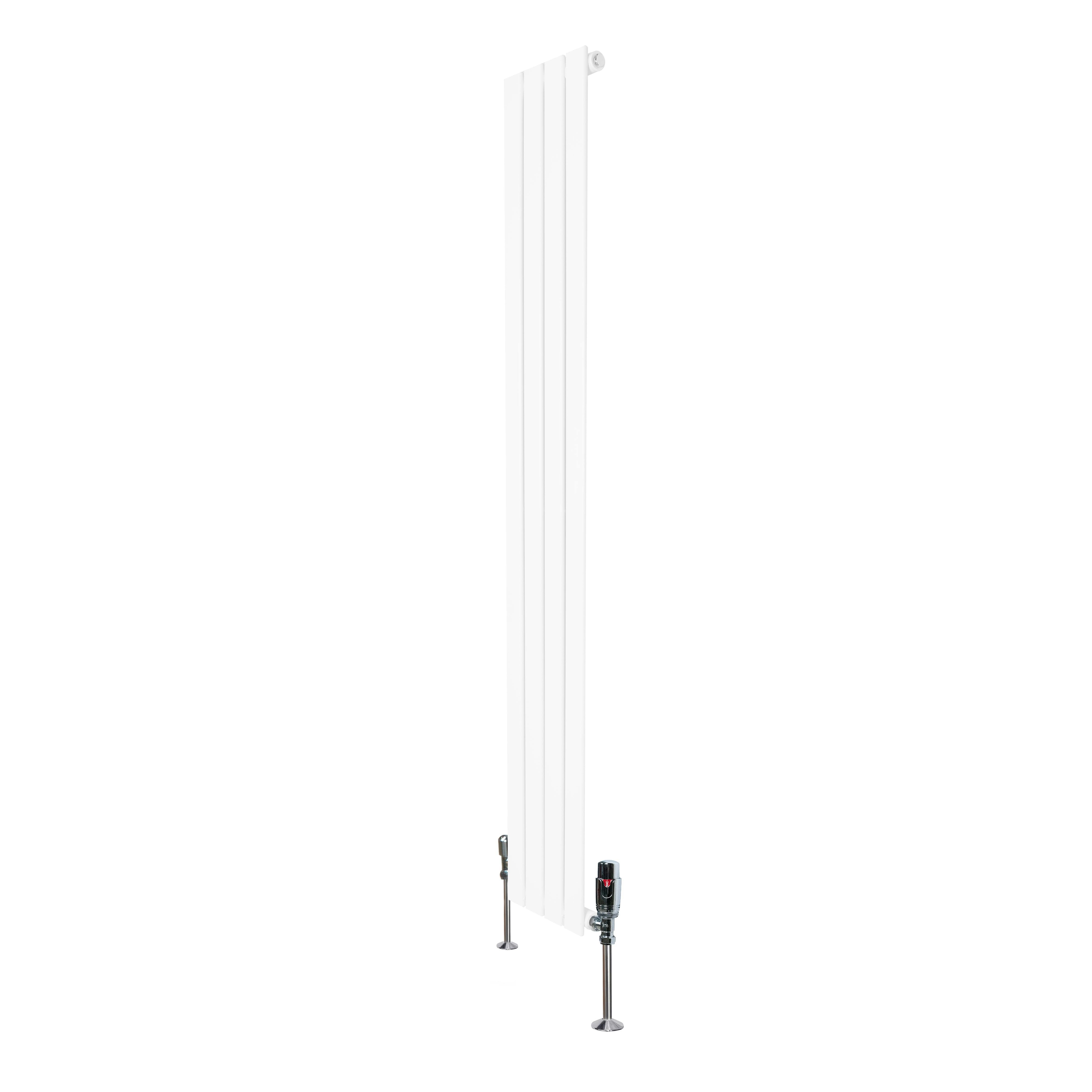 Monstershop White Flat Single Column Radiator & Valves – 1600Mm X 280Mm –