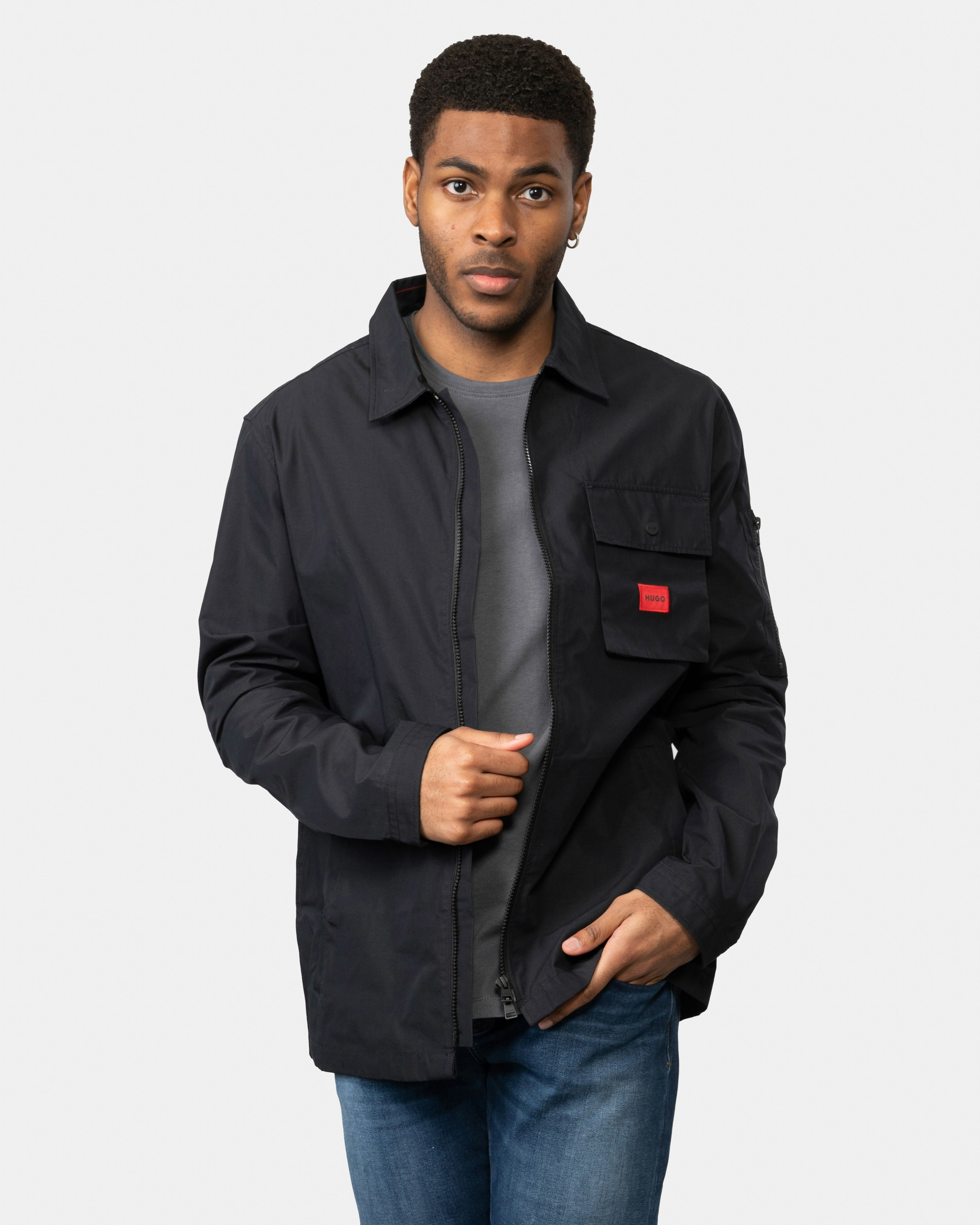 Hugo Men's Black Emmond Zip Overshirt - 001 - 001 - S