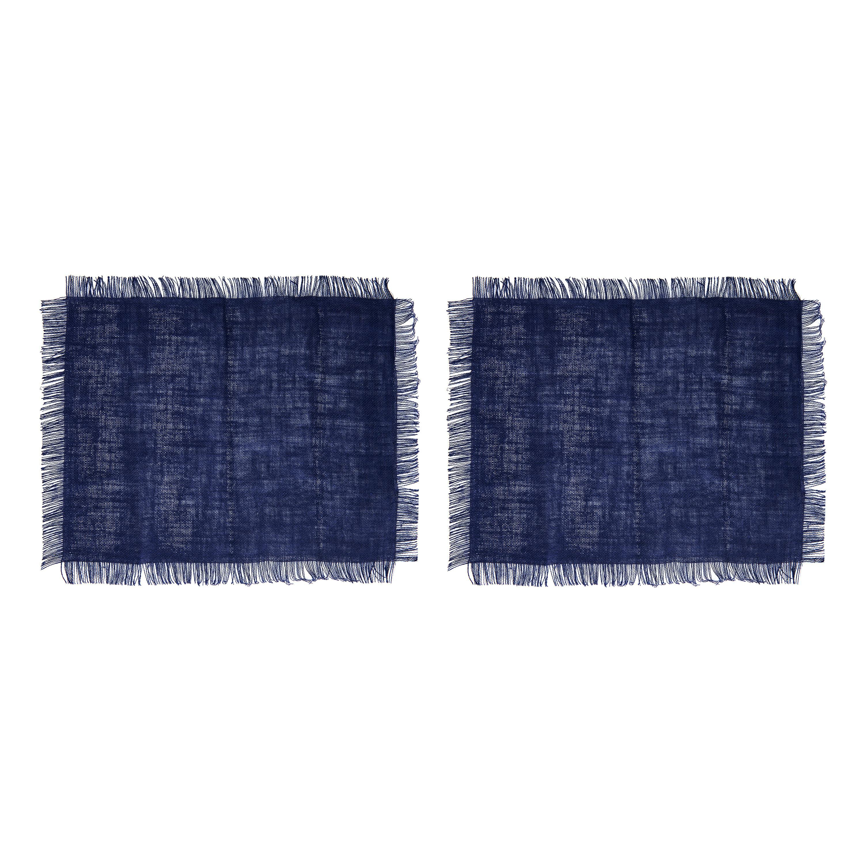 Rackhams Blue Rectangle Jute Placemats, Set Of 2, Navy, 45 X 35Cm - Jute - Placemats And Coasters