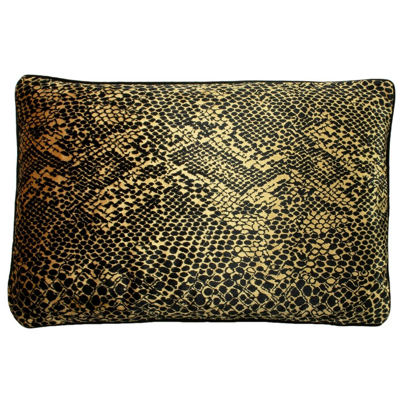 Rackhams Gold/Black Python Cushion Cover - One Size - 100% Mixed