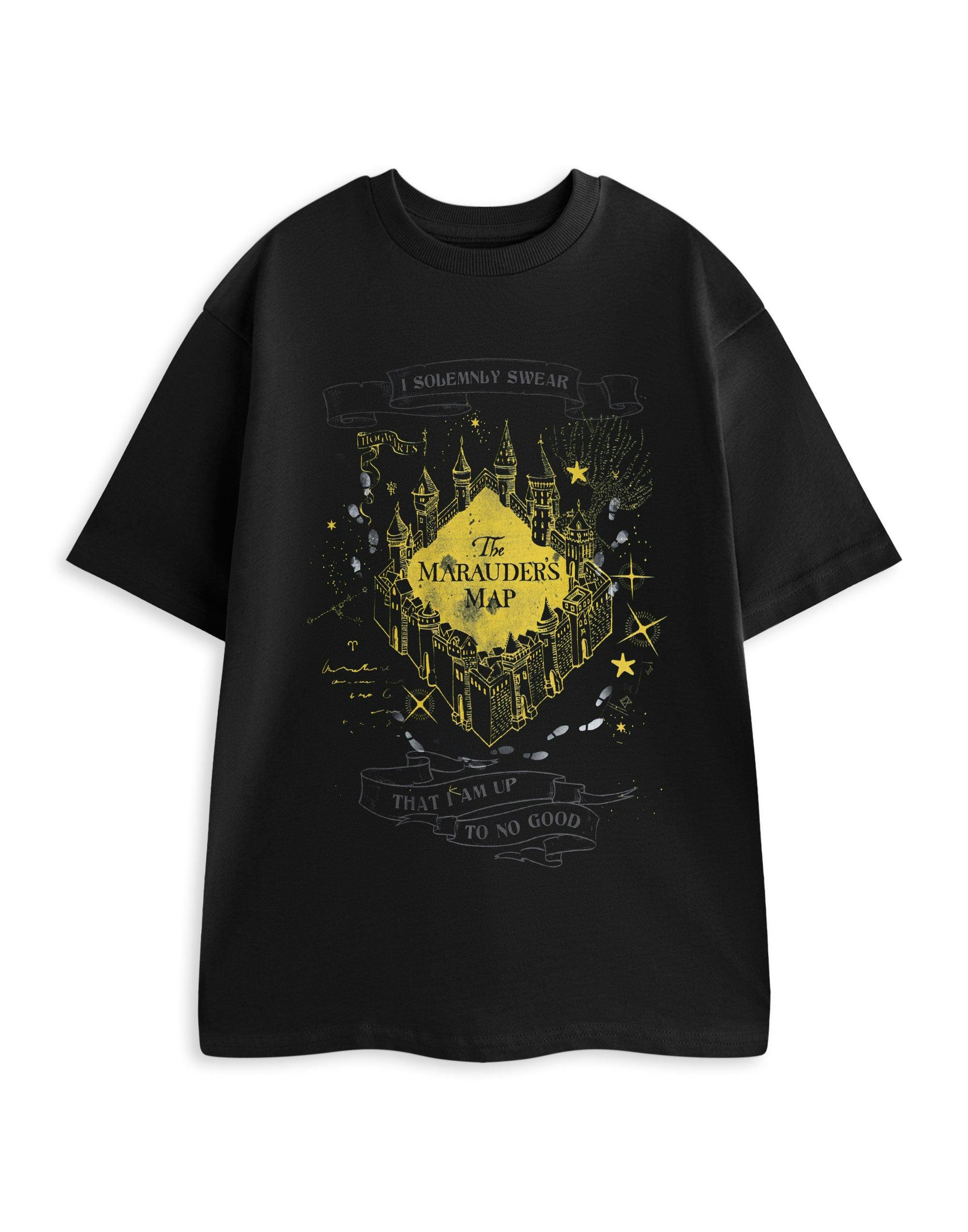 Vanilla Underground Unisex Black Harry Potter The Marauder's Map Short Sleeved T-Shirt - Small