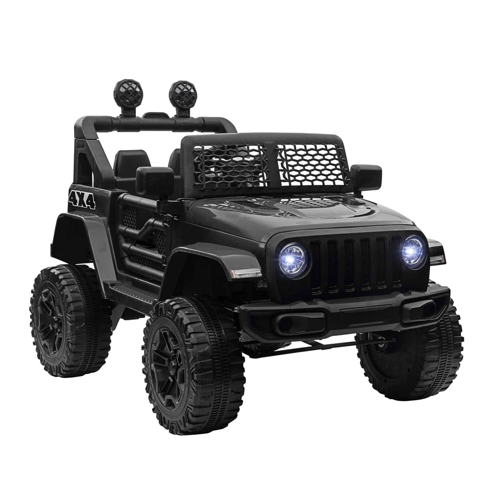 Homcom Black 12V Kids Electric Ride On Car Truck Off-Road Toy W/ Remote Control Size 12