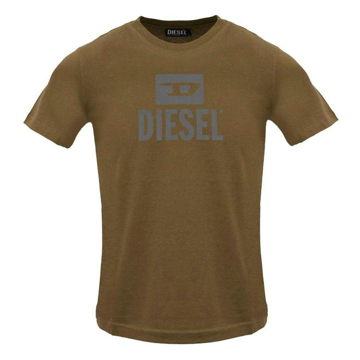 Diesel Men's Brown Monotone Logo T-Shirt - S - 100% Mixed