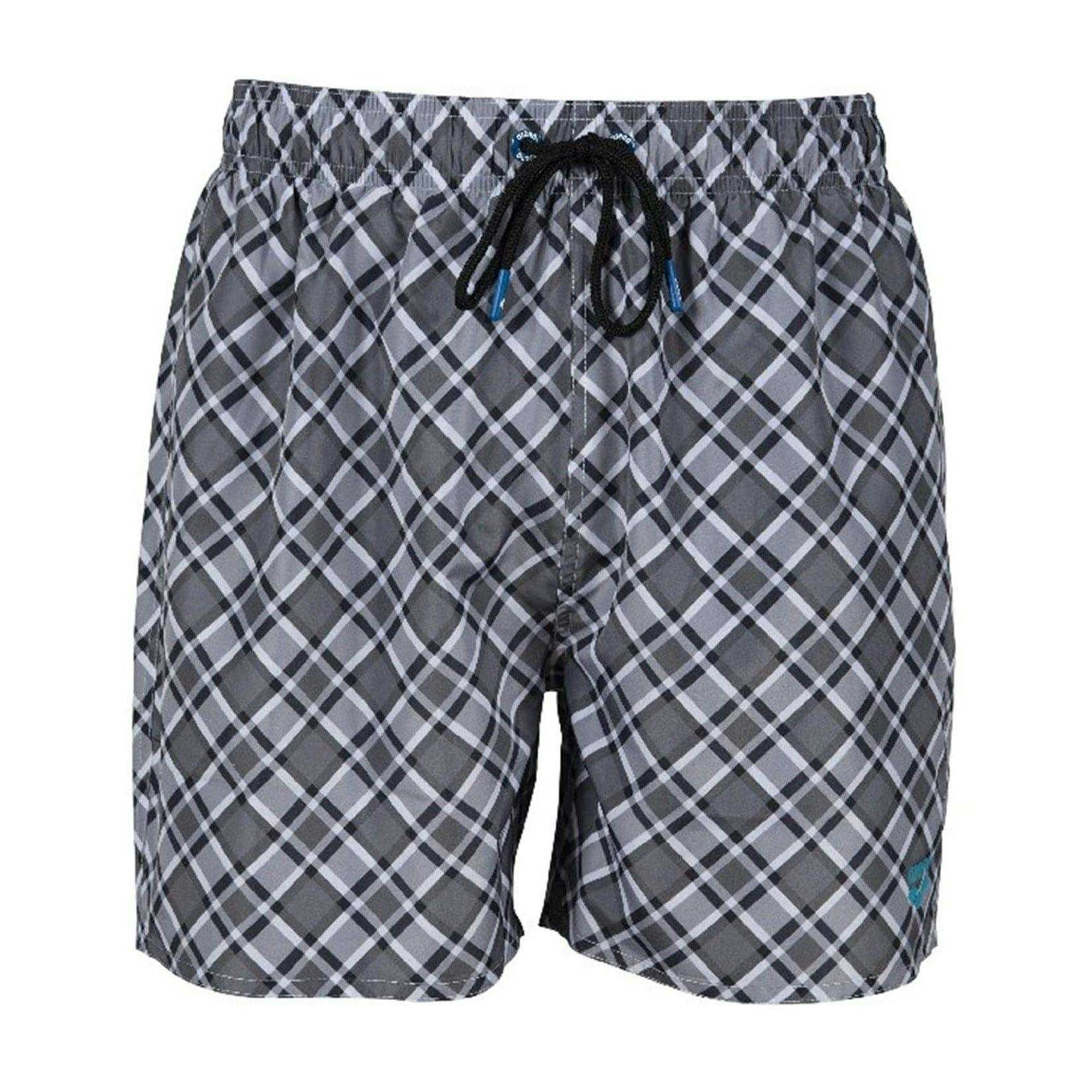 Arena Men's Fundatal Plaid Swim Shorts - Asphalt/Multicoloured - S - Asphalt/Multicoloured - 100% Mixed