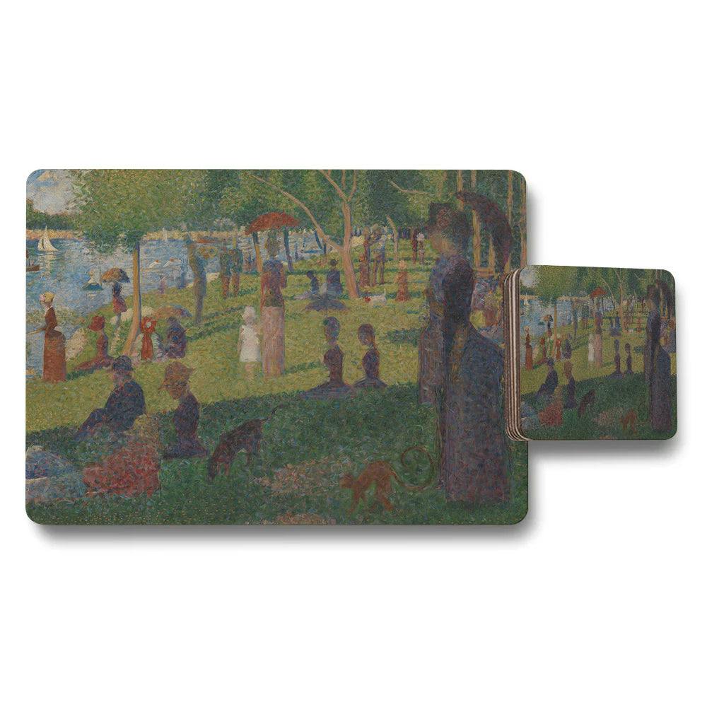 Benjamin Tate Design Placemat And Coaster Set With Impressionist Park Scene