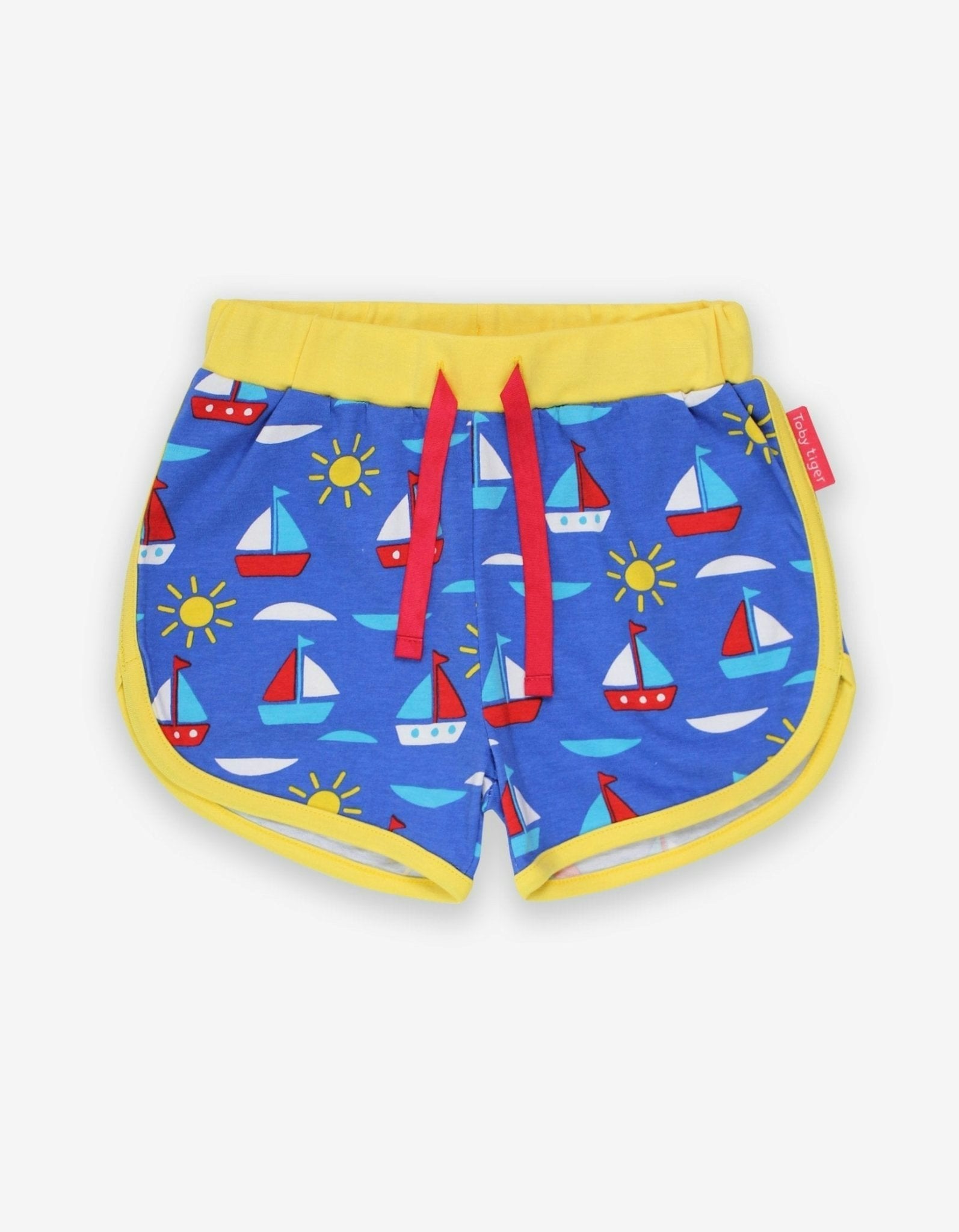 Toby Tiger Red/Yellow Organic Boat Print Running Shorts - 6-12M / 80Cm