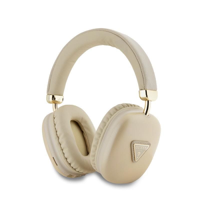 Guess Gold Saffiano Pu Leather With Metallic Triangle Logo Wireless Headphones - Gubhk1satsd