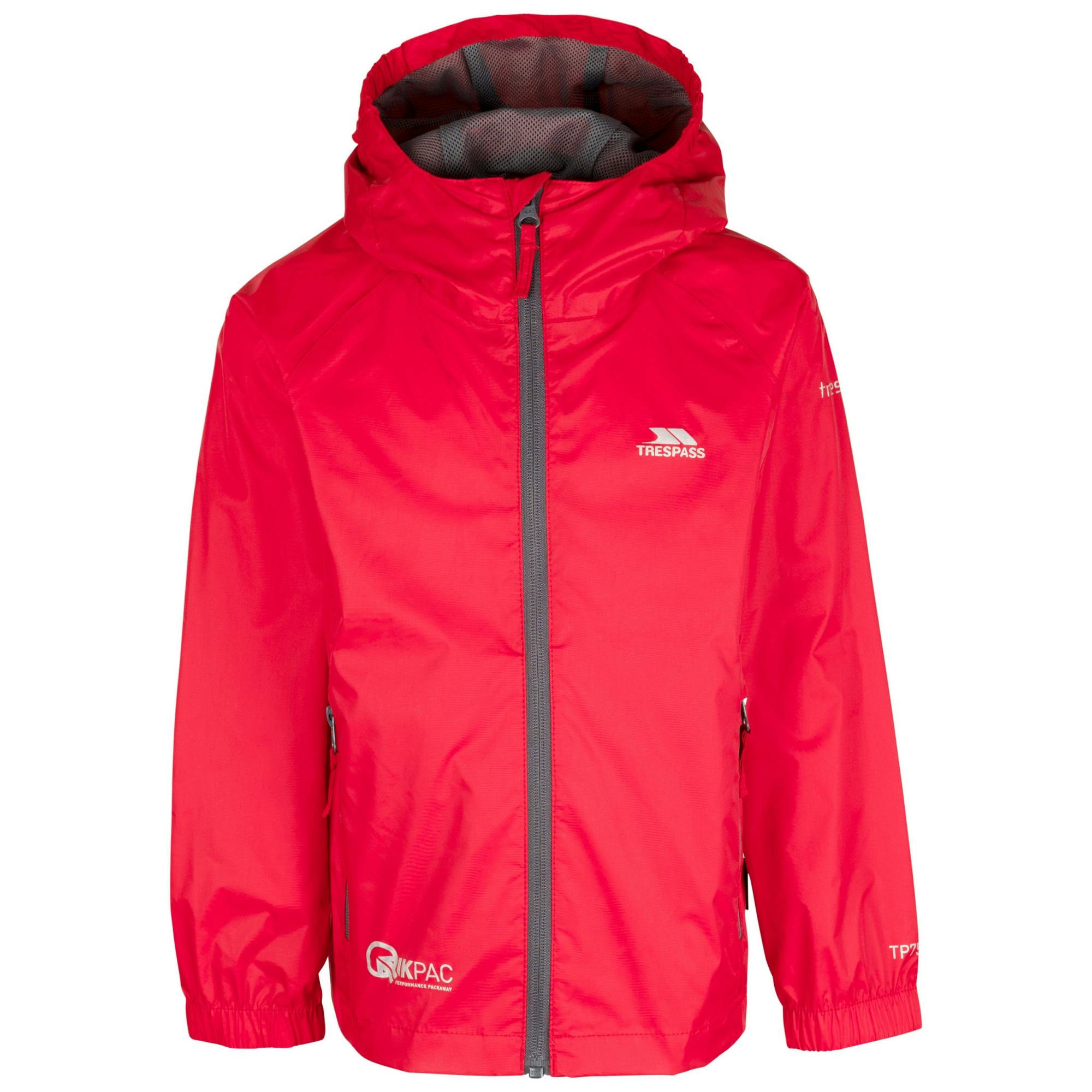 Trespass Red Childrens/Kids Qikpac Packaway Jacket - 3-4 Years - 100% Polyamide