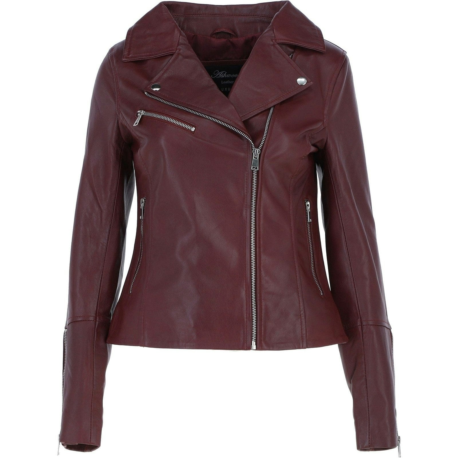 Ashwood Women's Leather Jacket: Awl-80 - Burgandy - 14
