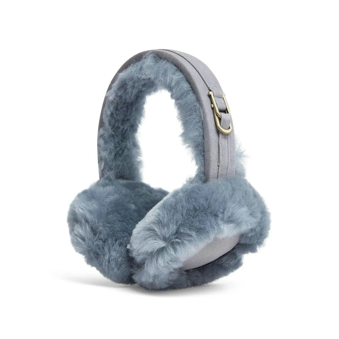 Infinity Leather Women's Grey Leather Company Sheepskin Shearling Winter Ear Muffs