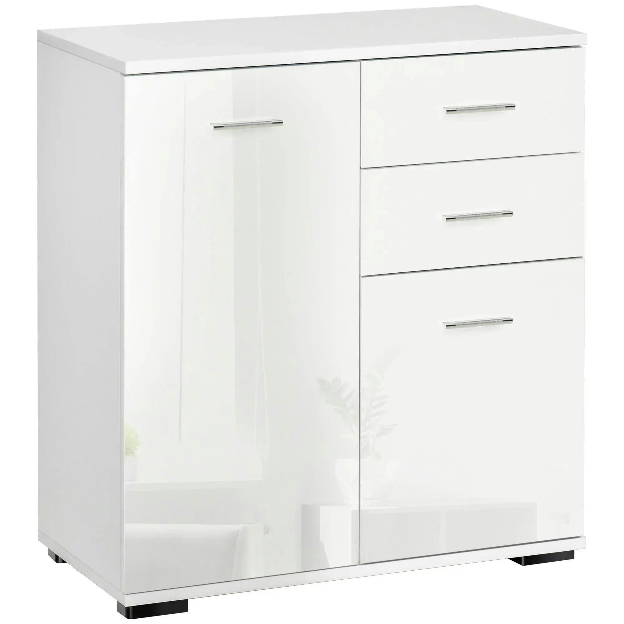 71x35x76 cm High Gloss Side Cabinet Table Sideboard Chest of Drawer Storage Furniture - White - Home Living | TJ Hughes - Image 5