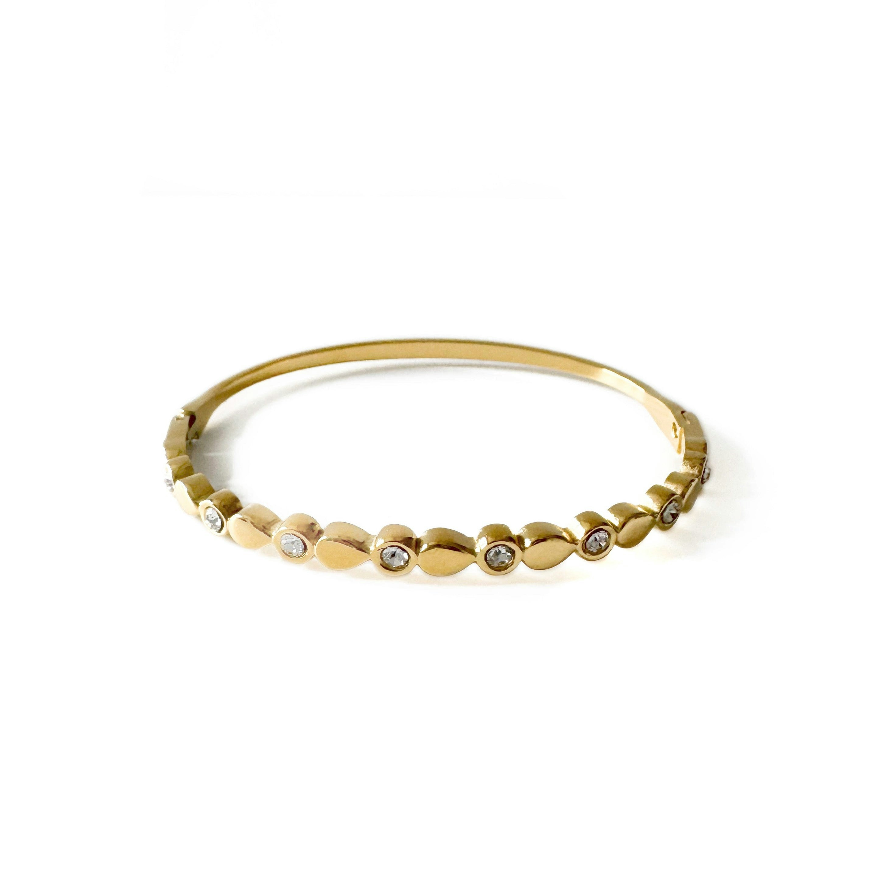 Luxe Tones Gold Mira Luxe 18Ct Plated Crystal Bangle