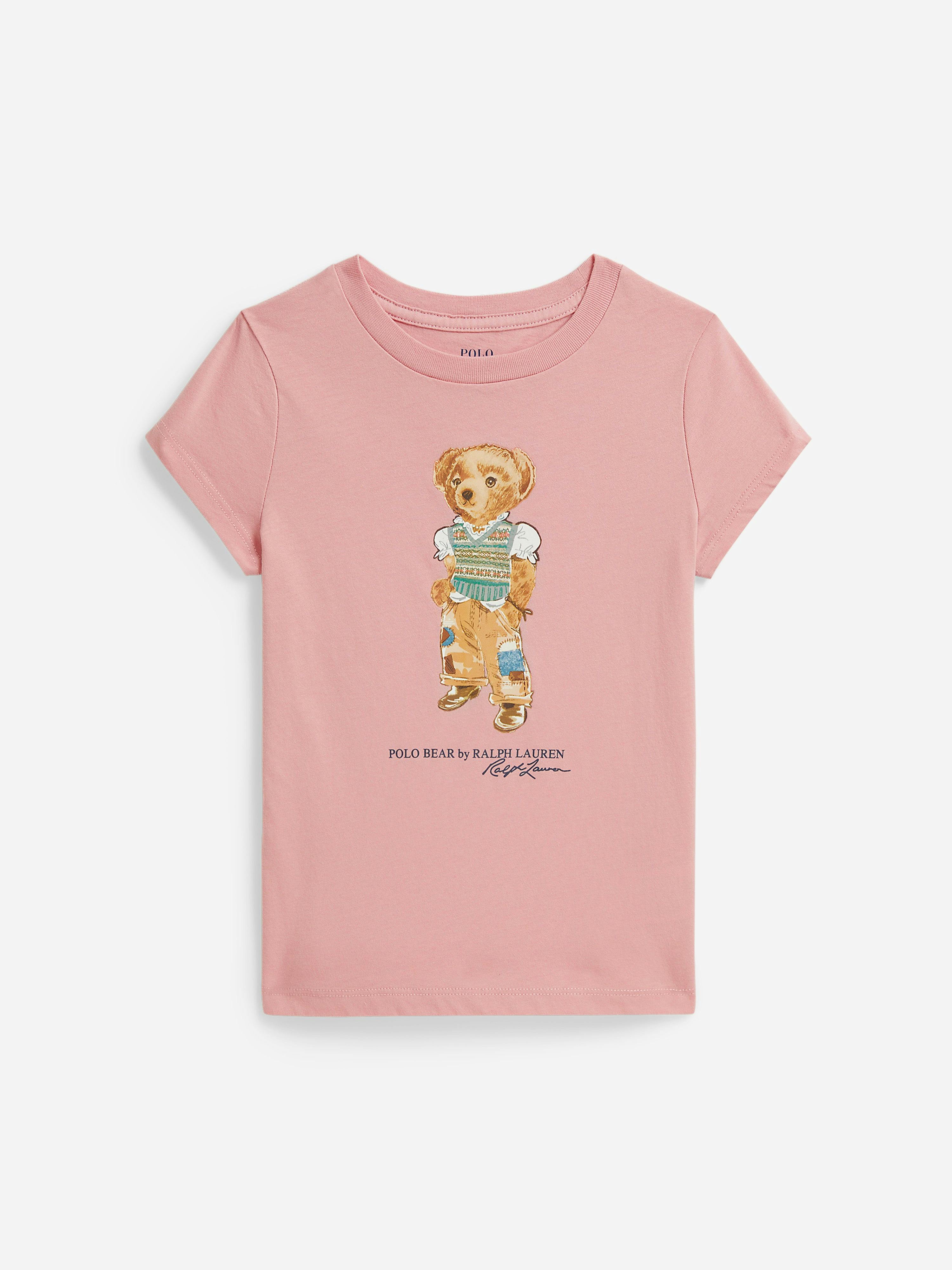 Ralph Lauren Kids Girls Pink Polo Bear T-Shirt In - 5 Yrs