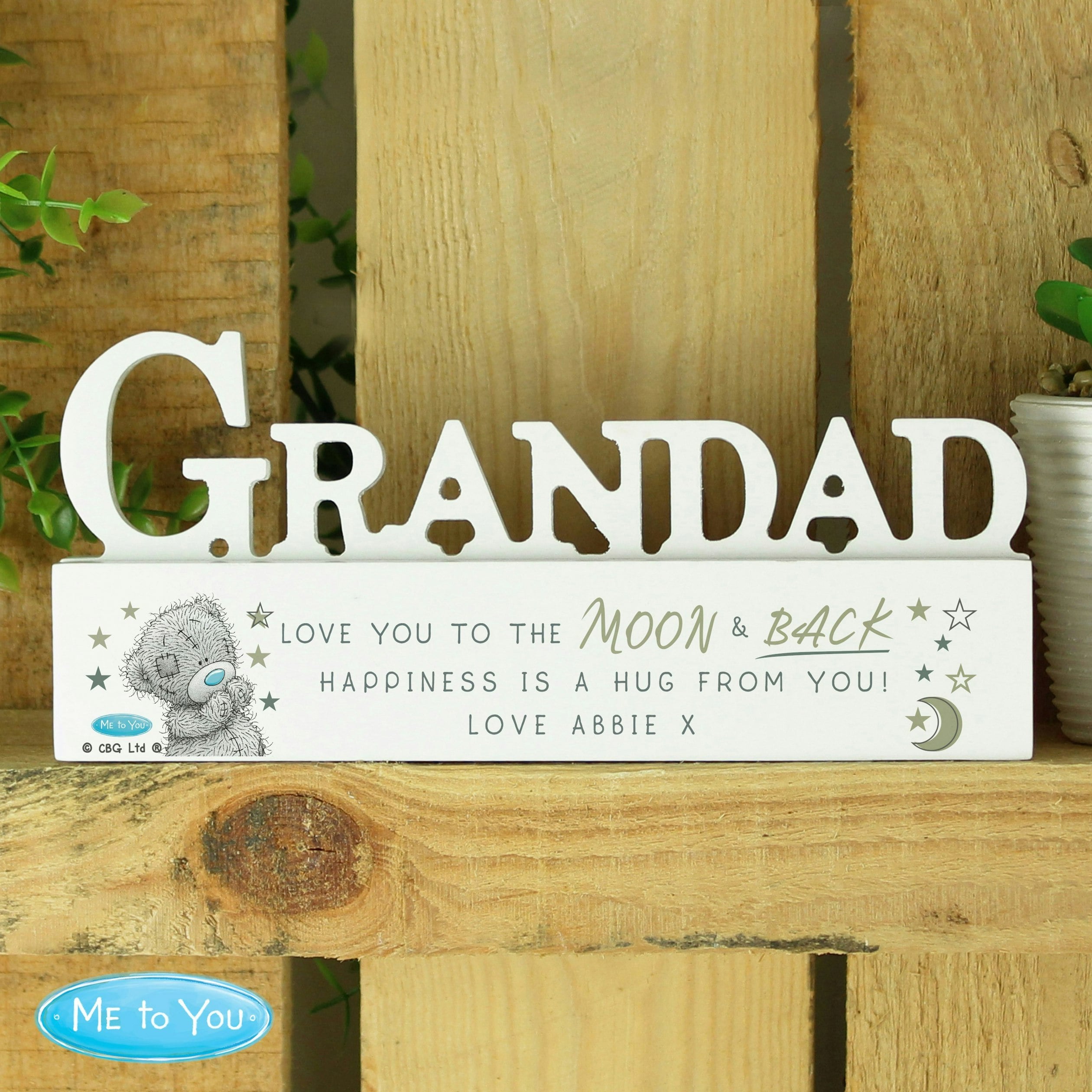 Personalised Memento Company Personalised Me To You Moon And Back Wooden Grandad Ornament
