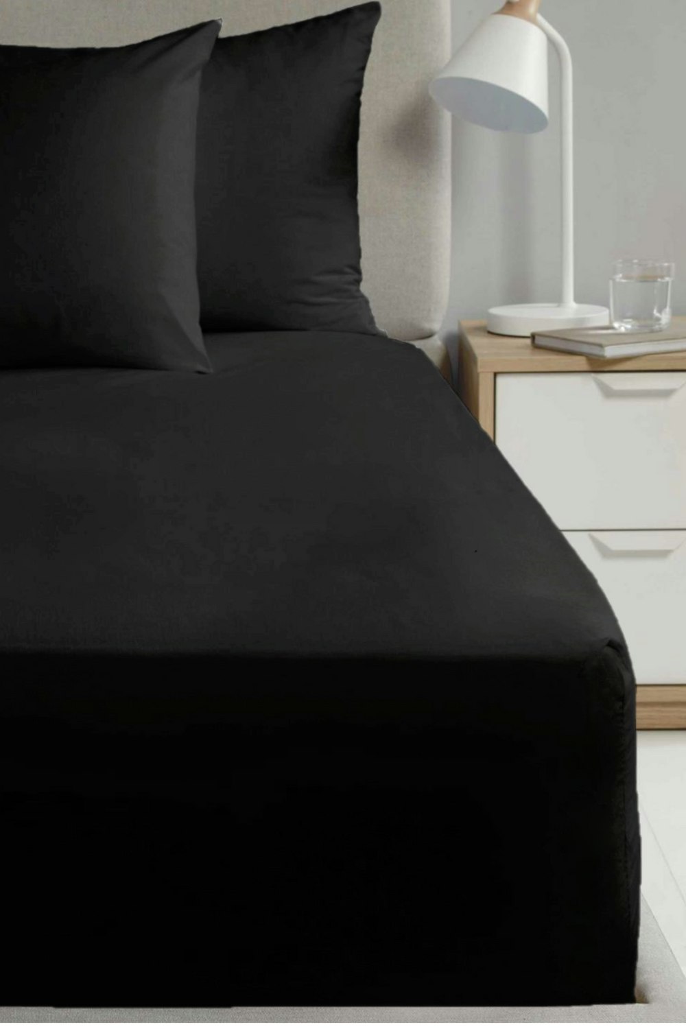 Homespace Direct Black Percale Extra Deep 16" Fitted Sheet - Super King