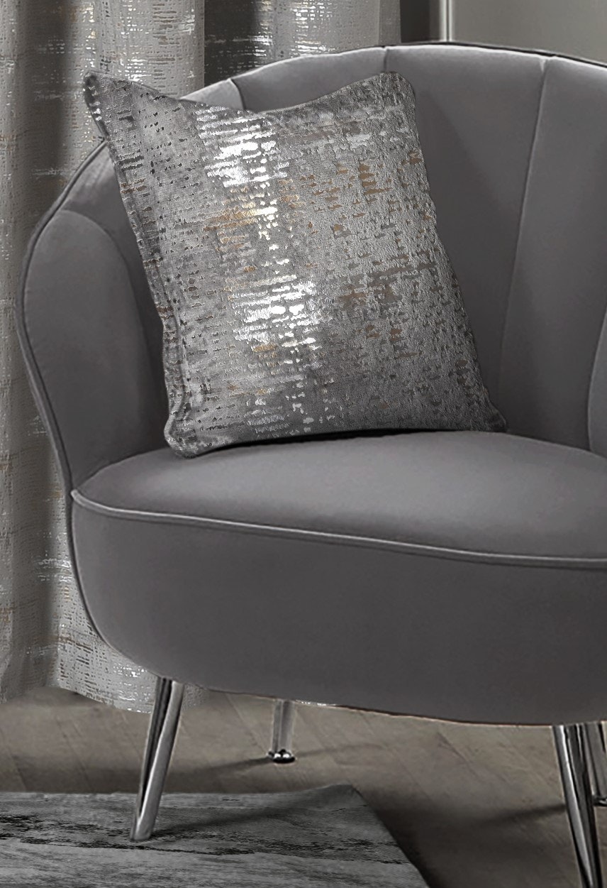 Intimates Green Metallic Distressed Velvet Cushion - 43Cm X 43Cm