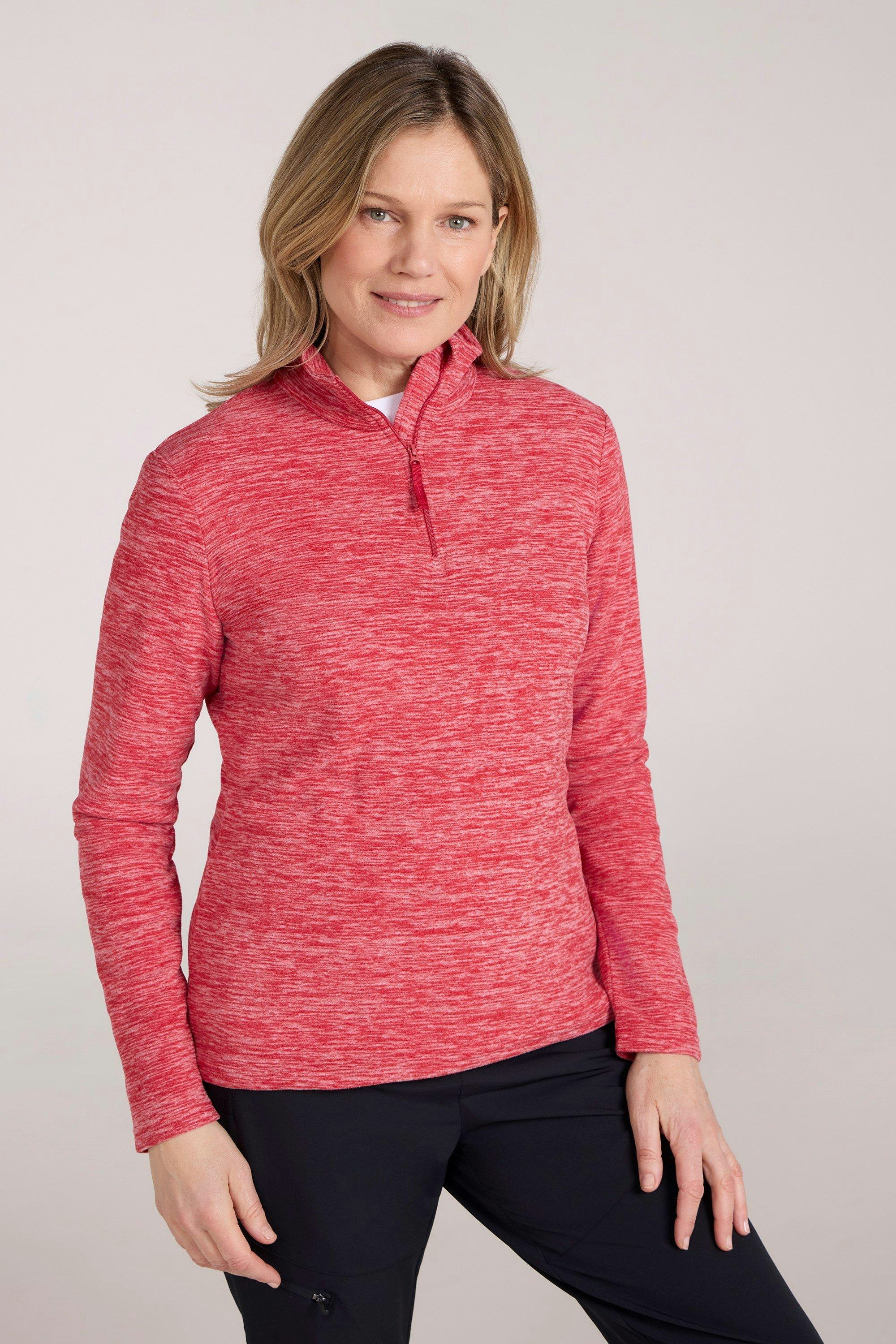 Mountain Warehouse Women's Red Snowdon Melange Fleece Top - Size 22 Uk