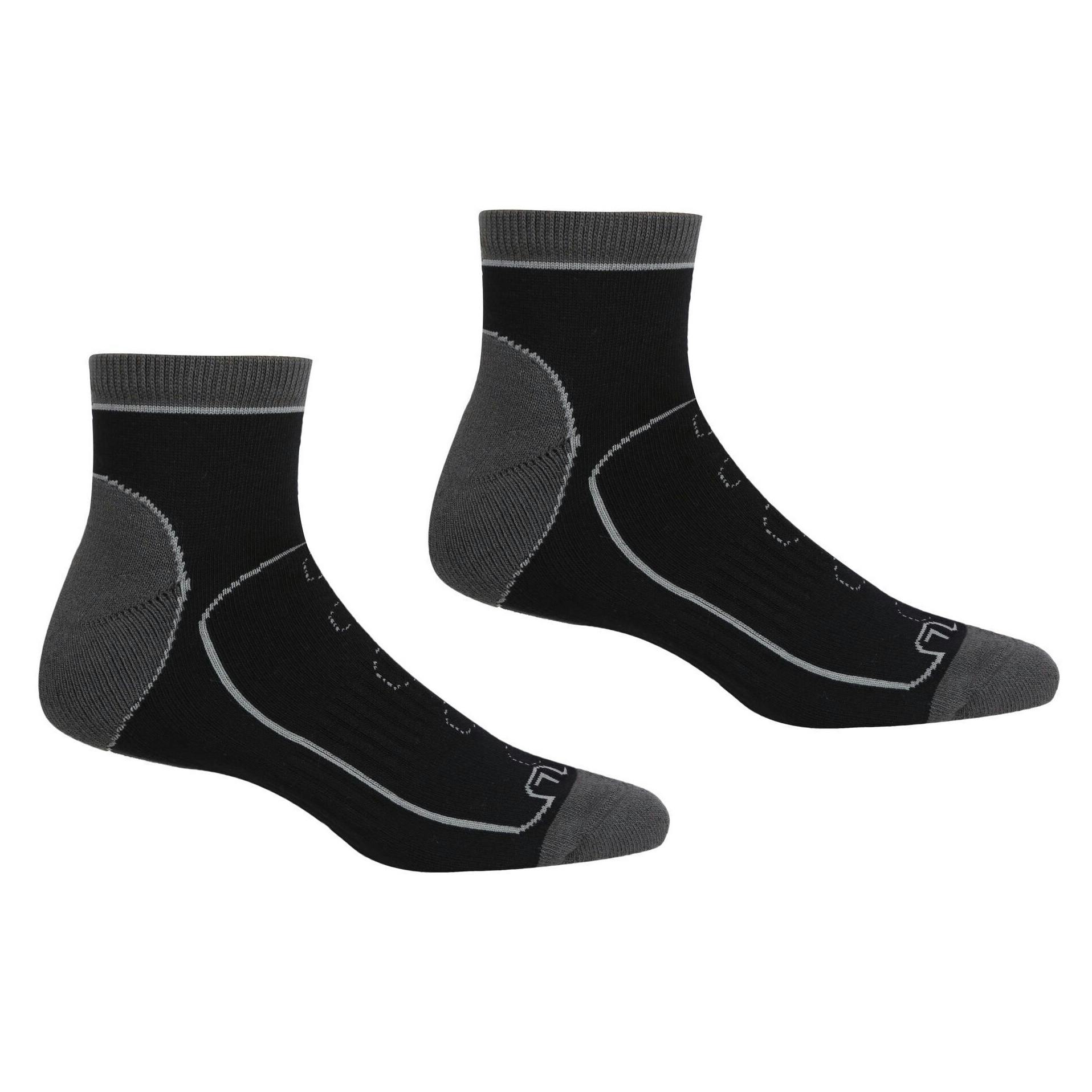 Regatta Men's Black/Dark Samaris Trail Ankle Socks (Pack Of 2) - Steel - Steel - 9 Uk-12 Uk - 68% Coolmax/19% Cotton/11% Polyamide/2% Elastane