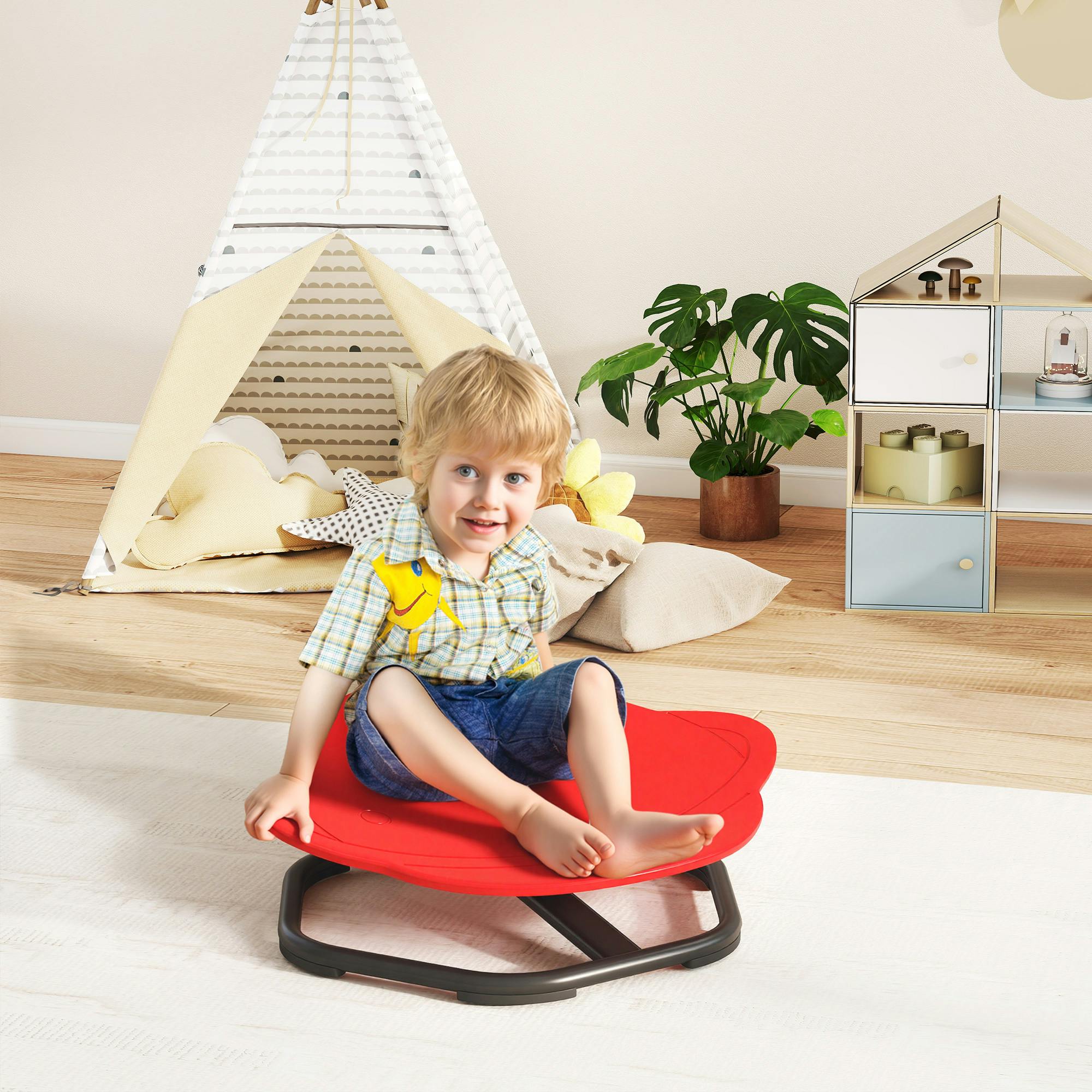 Aiyaplay Orange/Red Planet-Shaped Kids Swivel Chair, Sensory Spinning Chair,