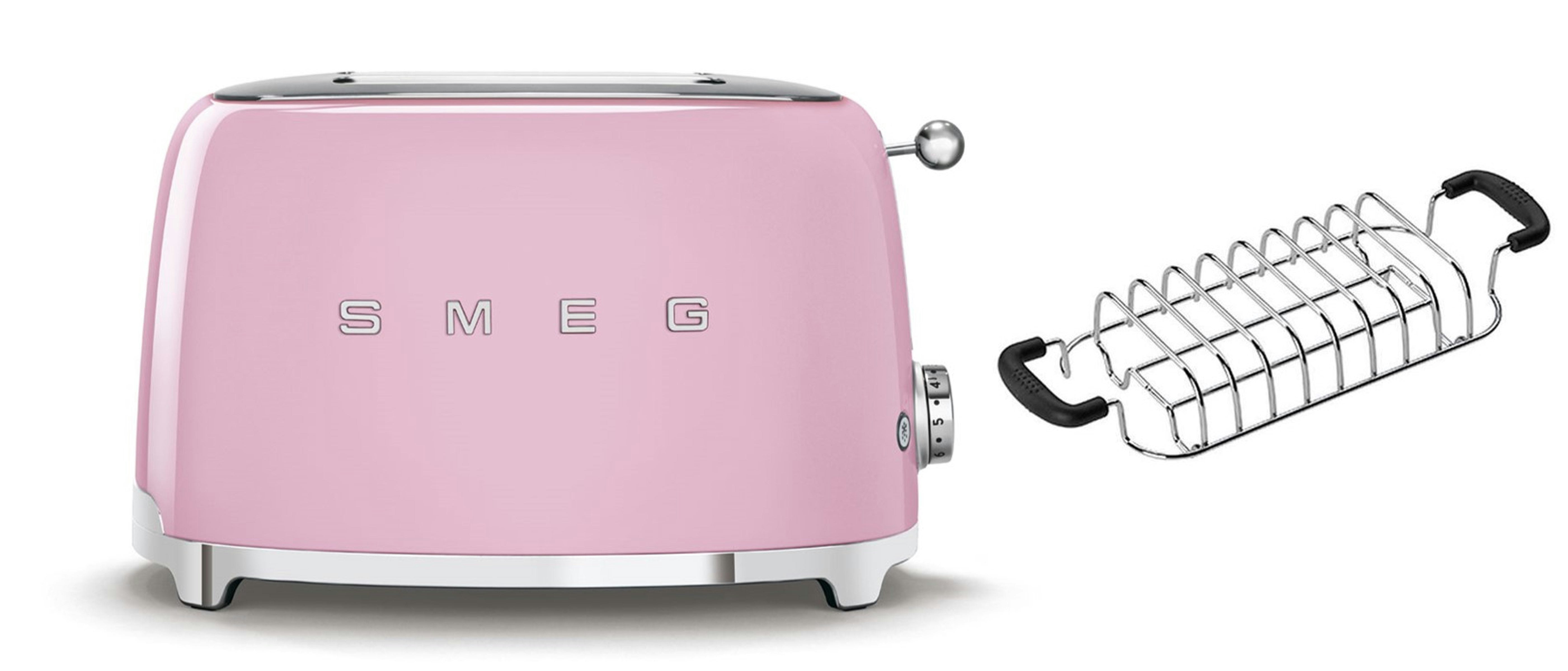 Smeg Pink Tsf01 2 Slice Toaster + Tsbw01 Bun Warmer Bundle