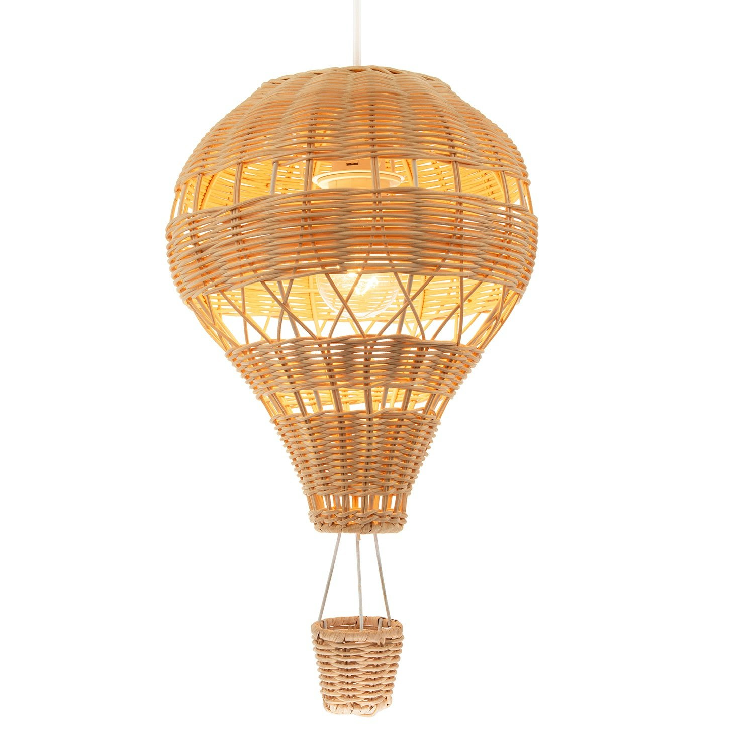Rackhams Light/Brown Quirky Hot Air Balloon Natural Rattan Easy Fit Pendant Ing Shade
