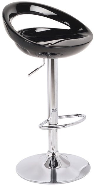 Lamboro Black Sorrento Swivel Breakfast Bar Stool, Chrome Stem, Height Adjustable Swivel Gas Lift, Home & Kitchen Plastic Barstool,