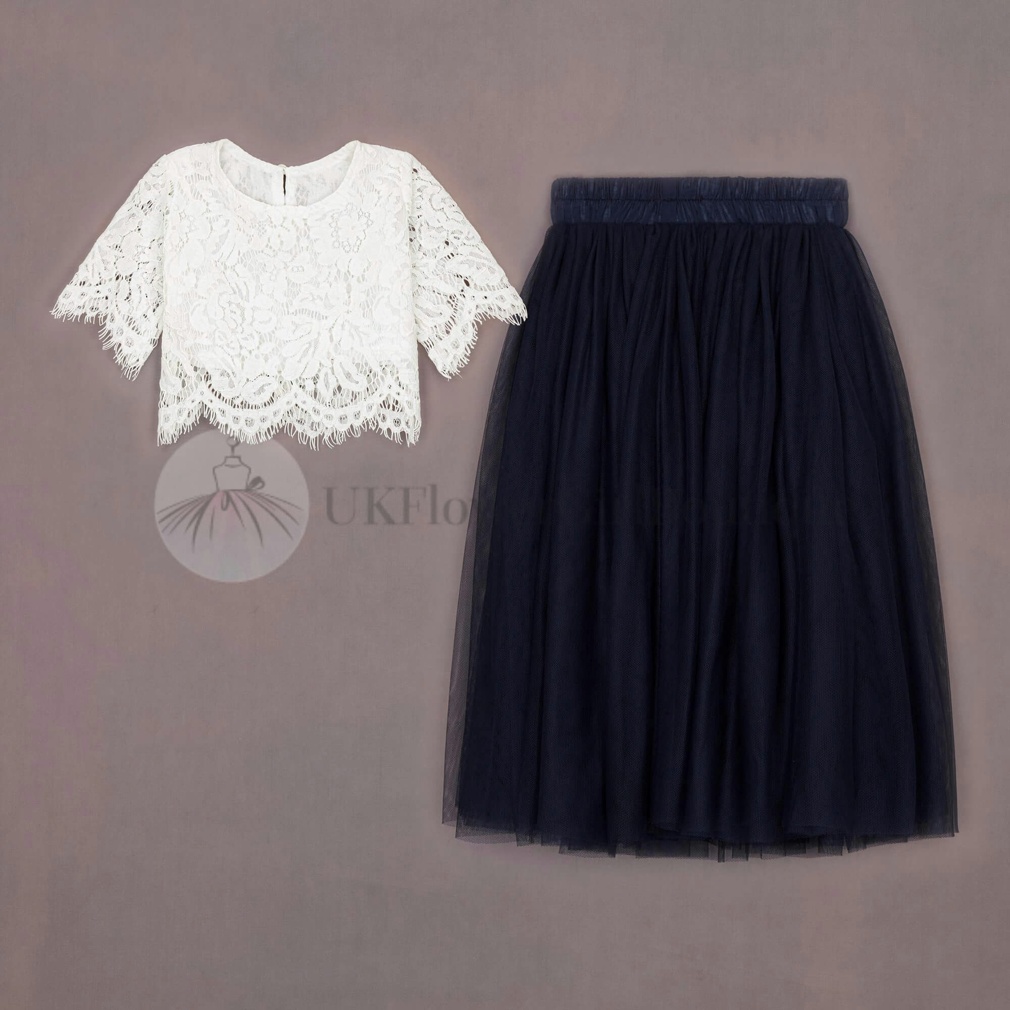 Uk Flower Girl Boutique Girls Blue Uk Flower Boutique Baby Felicity Couture - Navy - 12/24 Mths