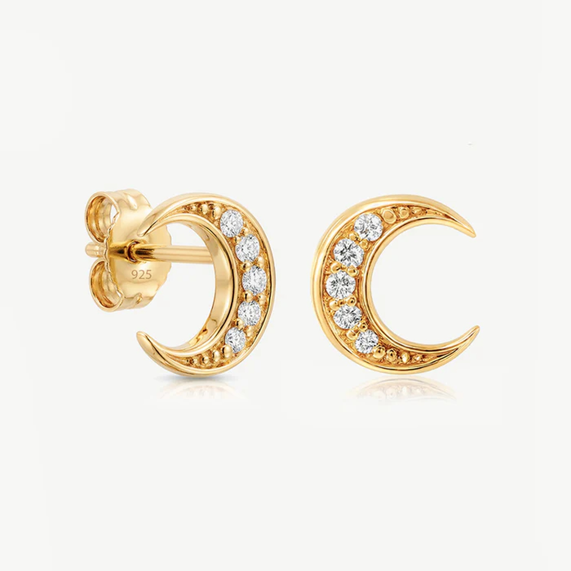 Muchv Gold Moon Stud Earrings