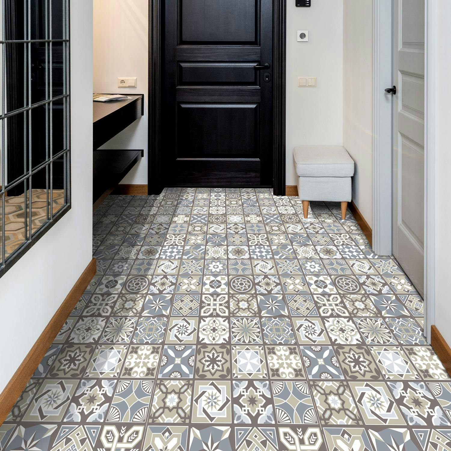 Walplus Wfs6002 - Limestone Spanish Tiles Floor Stickers 120Cm X 60 Cm