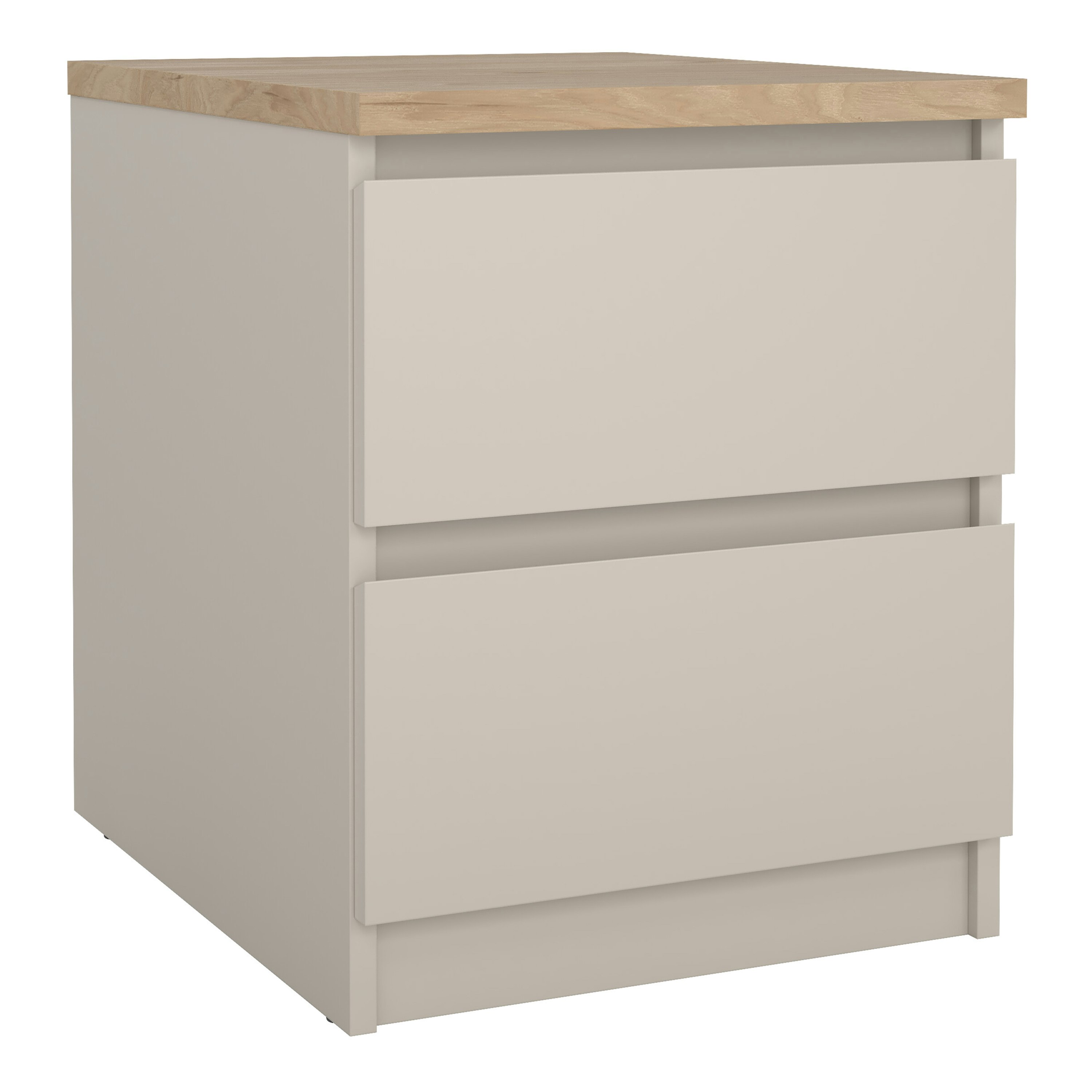 Rackhams Light Naia Bedside 2 Drawers In Cashmere Jackson Hickory - Cashmere & Oak - Manufactured Wood - 1