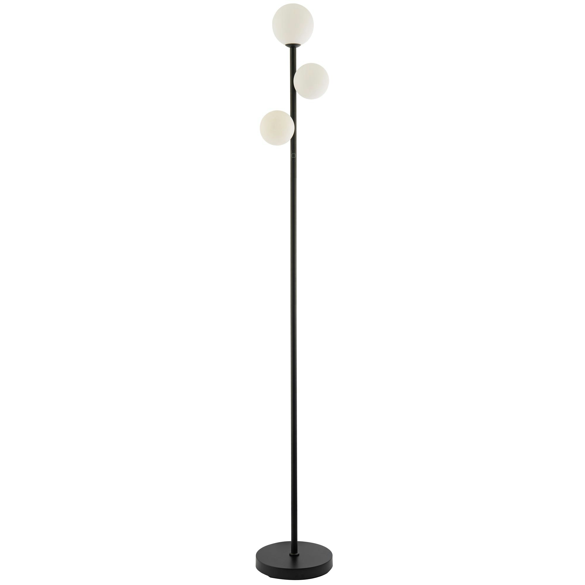 Happy Homewares Black/White Modern Touch Dimmer Cct Floor Lamp With Opal Glass Globe Shades