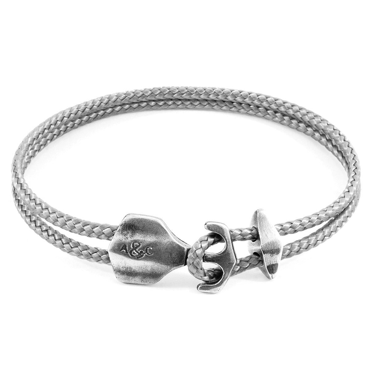 Anchor & Crew Grey/Silver Classic Delta Anchor And Rope Bracelet - M - 21Cm (Most Popular)
