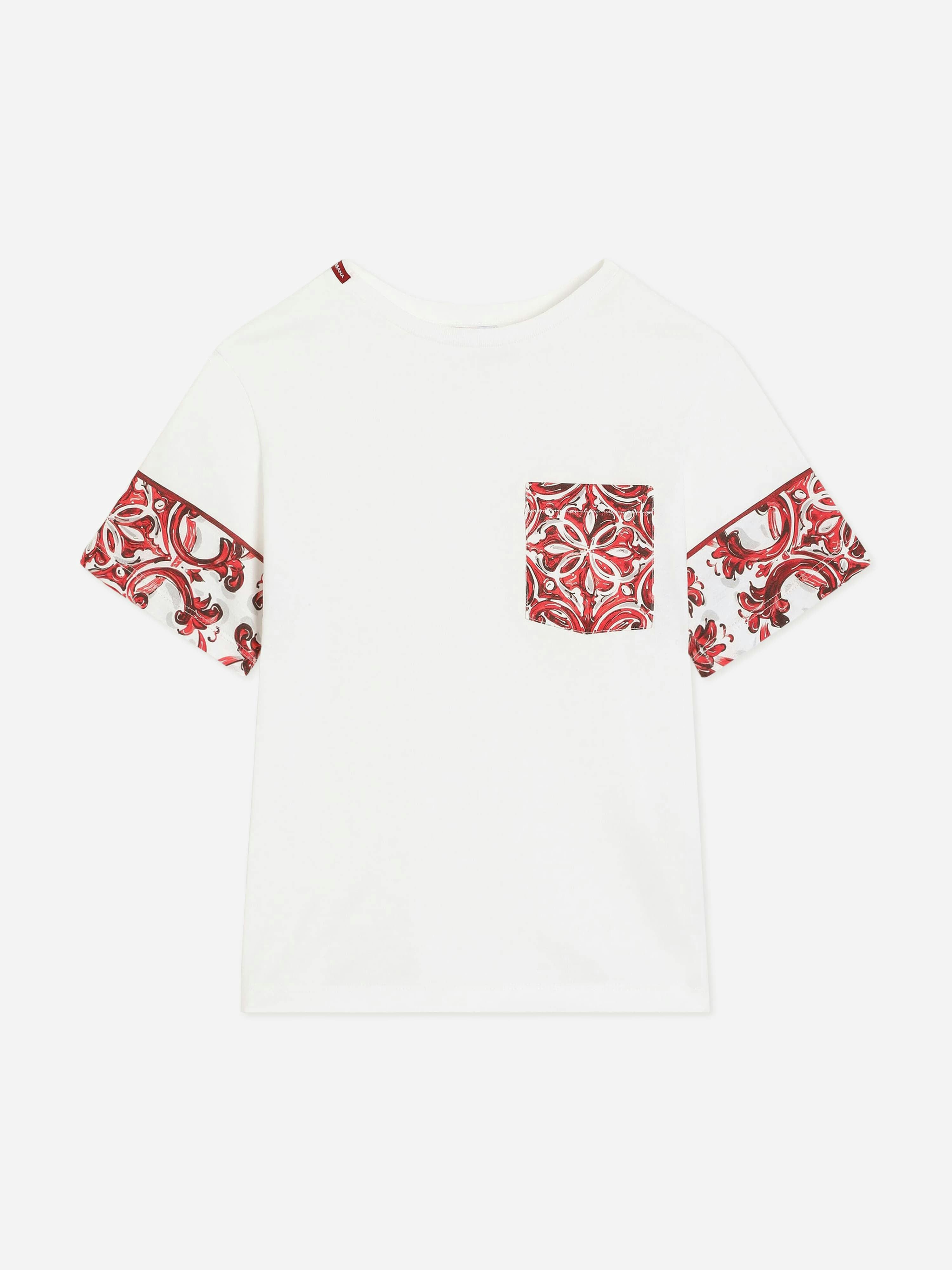 Dolce & Gabbana Kids Boys White Dolce & Gabbana Majolica Pocket T-Shirt In - 6 Yrs